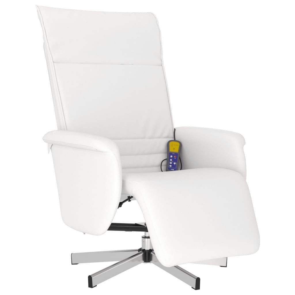 vidaXL Sessel Massagesessel mit Fußteil Weiß Kunstleder (1-St)