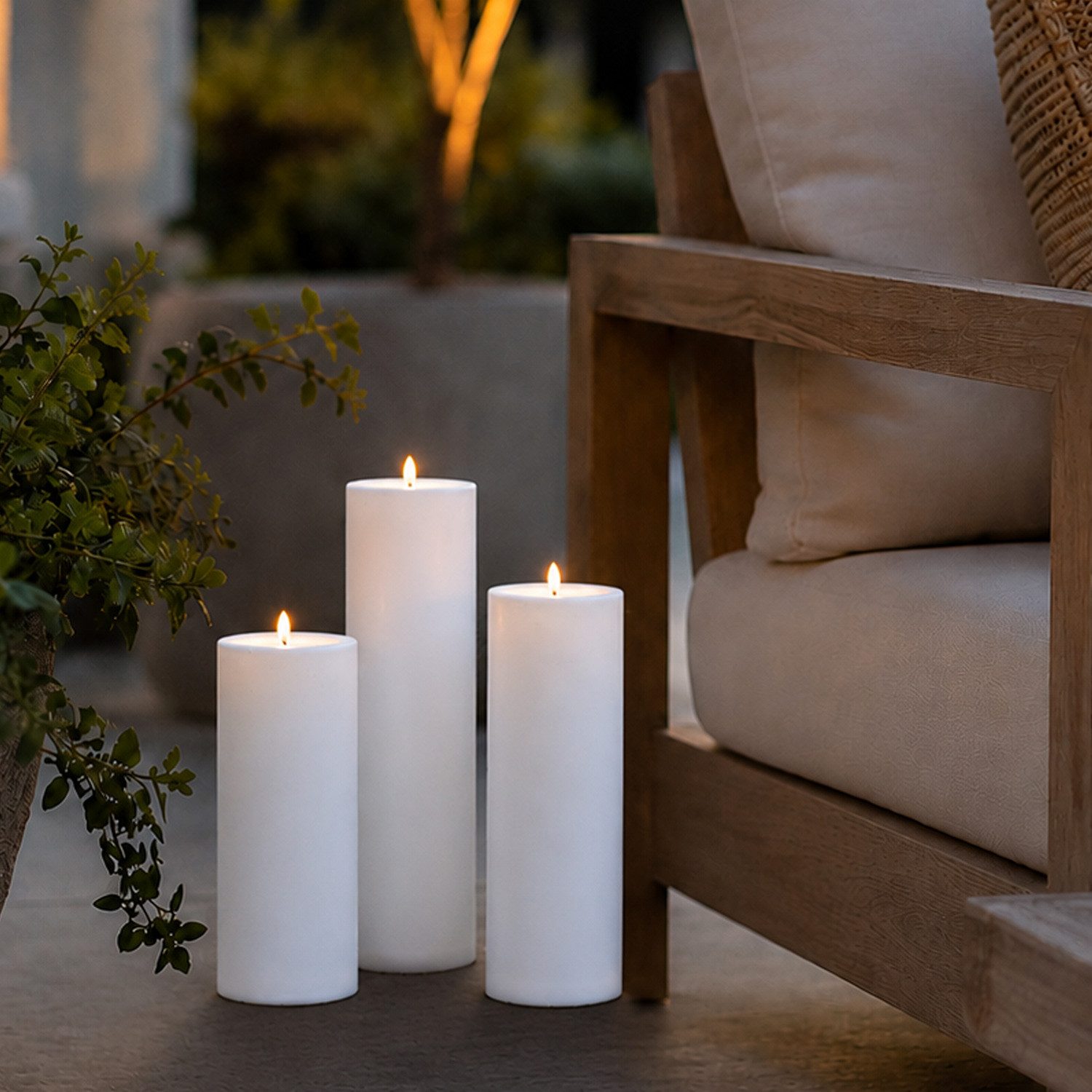 MARELIDA LED-Kerze LED Kerzenset XXL Außen Outdoorkerzen 3 Größen Timer Sensor 3er Set (3-tlg)