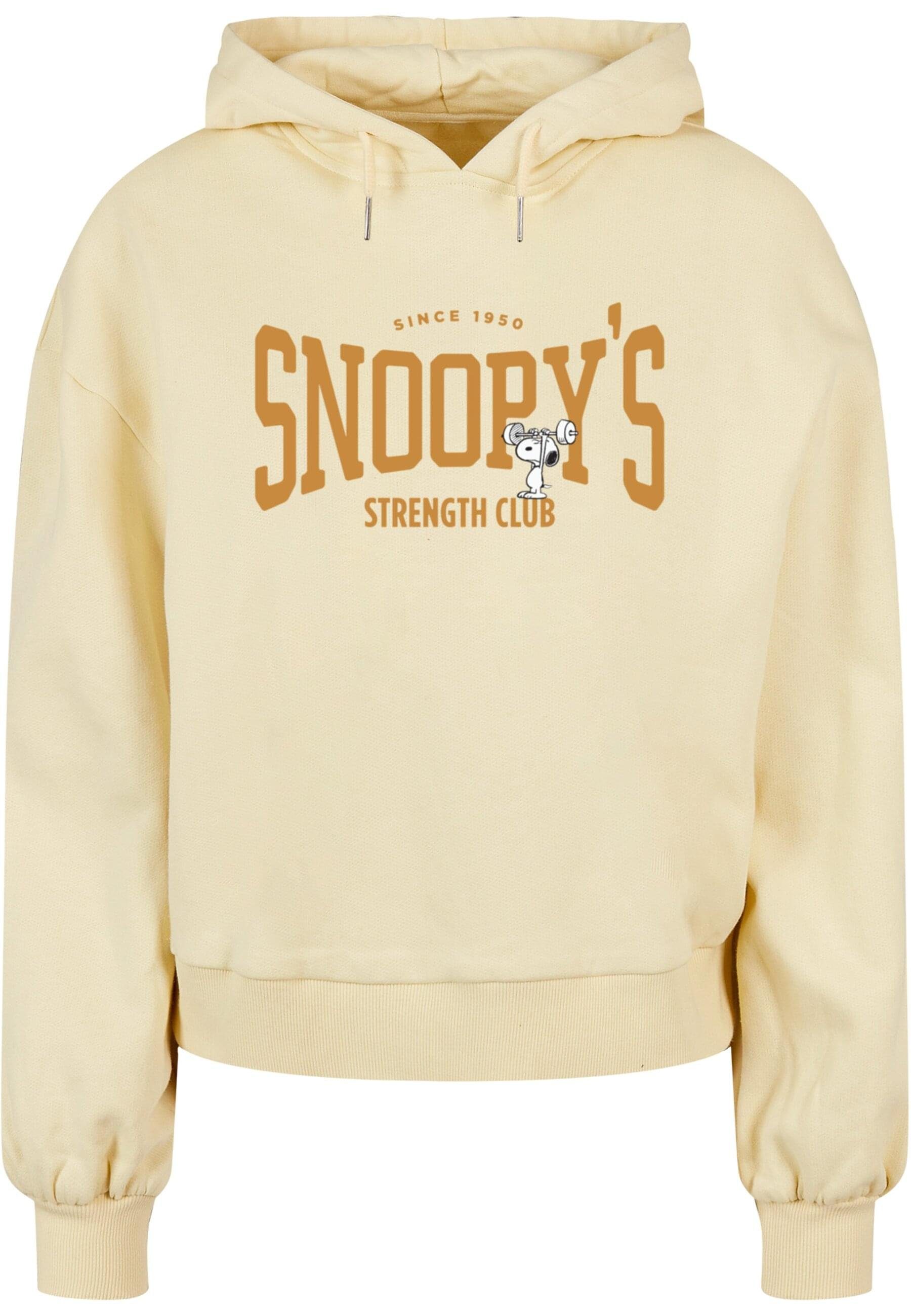 Merchcode Kapuzenpullover Damen Ladies Peanuts - Strength club Organic Oversized Hoody (1-tlg) softyellow