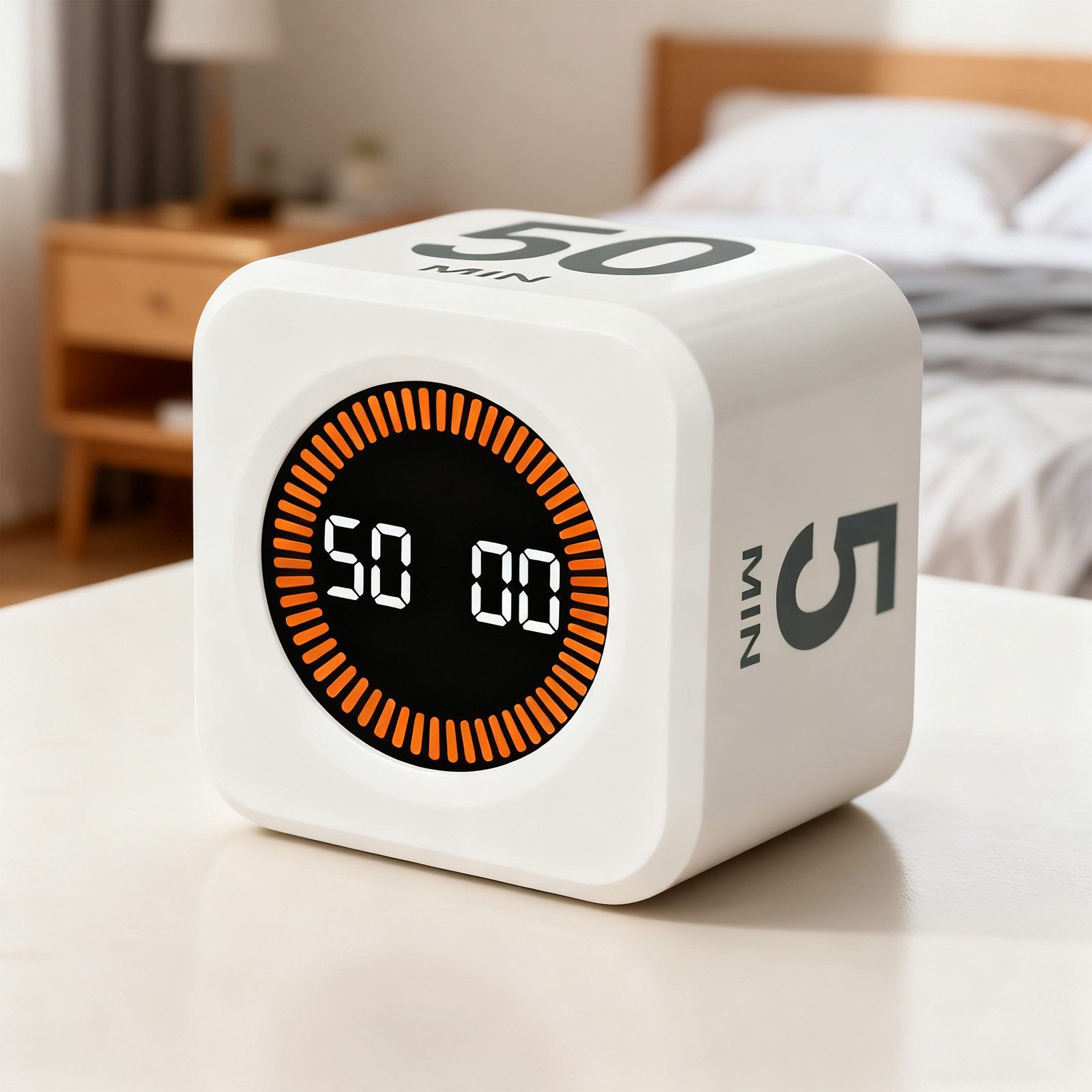 OKWISH Интервальный таймер Countdown-Timer Digitaler Timer Arbeitszeittimer Küchentimer (lautloser Modus Digitaler visueller Timer, 1-St., mit Drehfunktion LED-Anzeige 4 Zeiteinstellungen 5/10/25/50 Min), wiederaufladbar kompakt für Büro Schule Küche