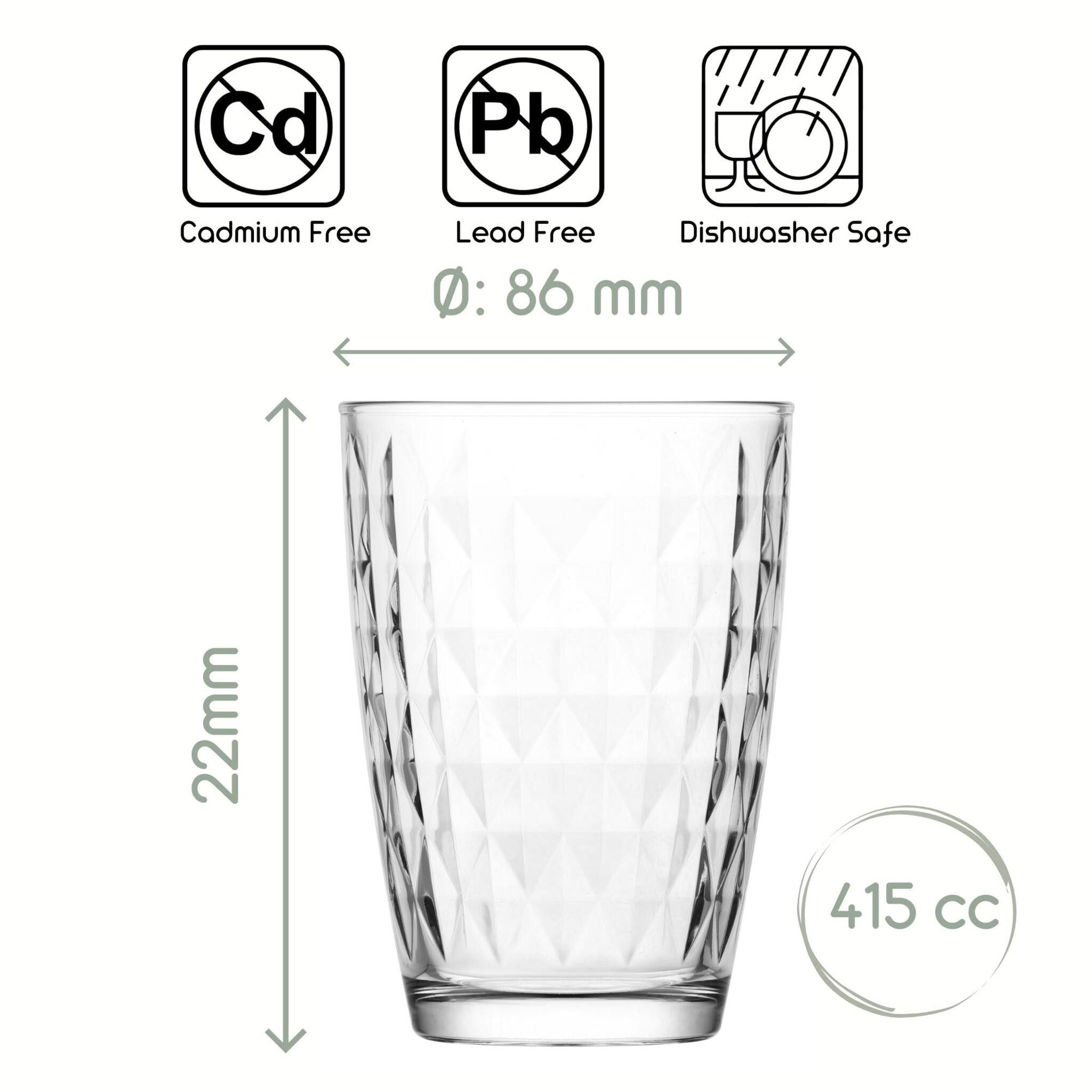 LAV Gläser-Set Artemis Longdrinkglas, 6-tlg., Glas, 6er Set, 415ml, Perfekt für Cocktails, Longdrinks und Softdrinks.