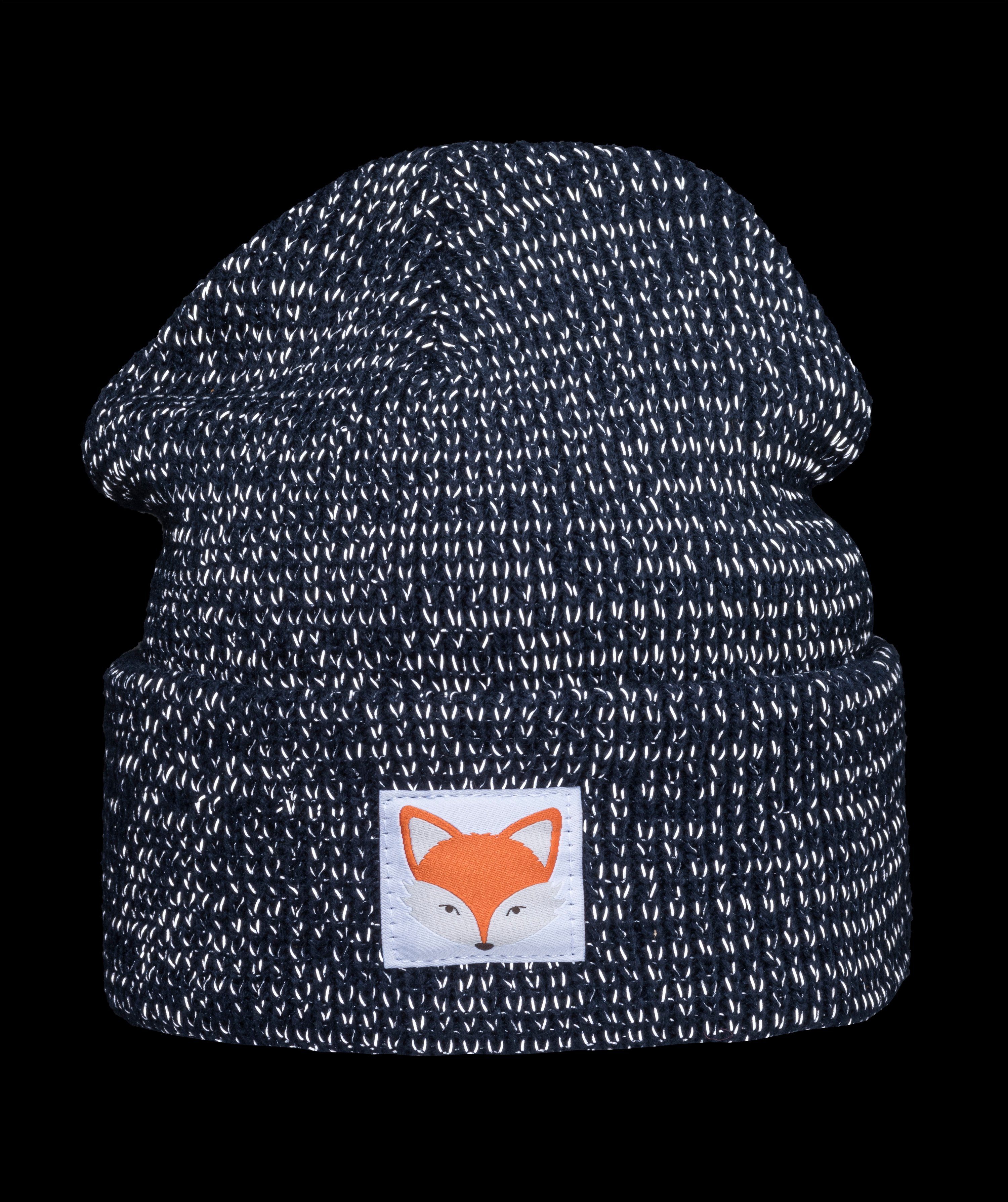 One Fuchs Wald doppellagiger Beanie Patch-Motiv, Tiere Strick, Mütze: Fasern, Sichtbarkeit hochreflektierende Reflektor - Baddery Fox Size Reflektierende