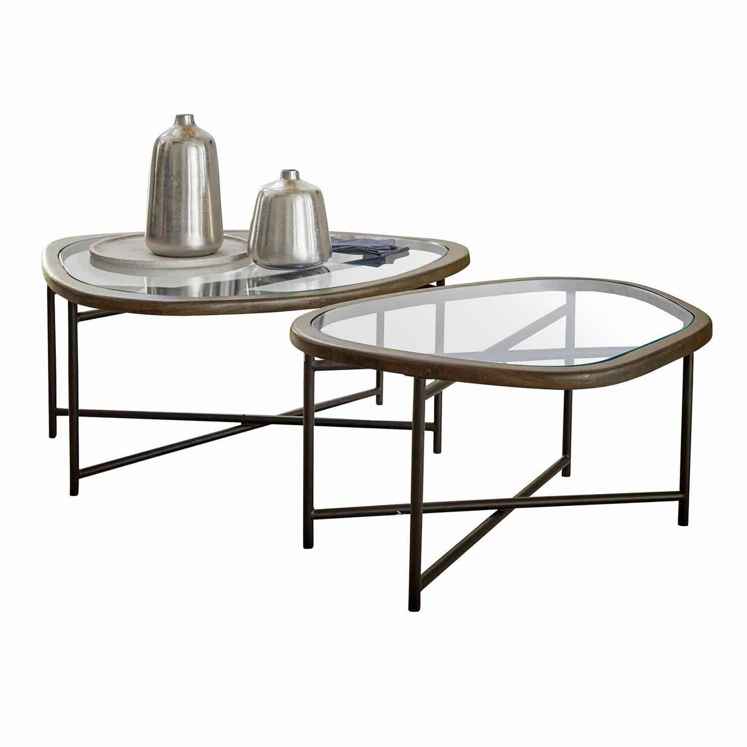 Mirabeau Couchtisch Couchtisch 2er Set Kembria braun/schwarz/klar