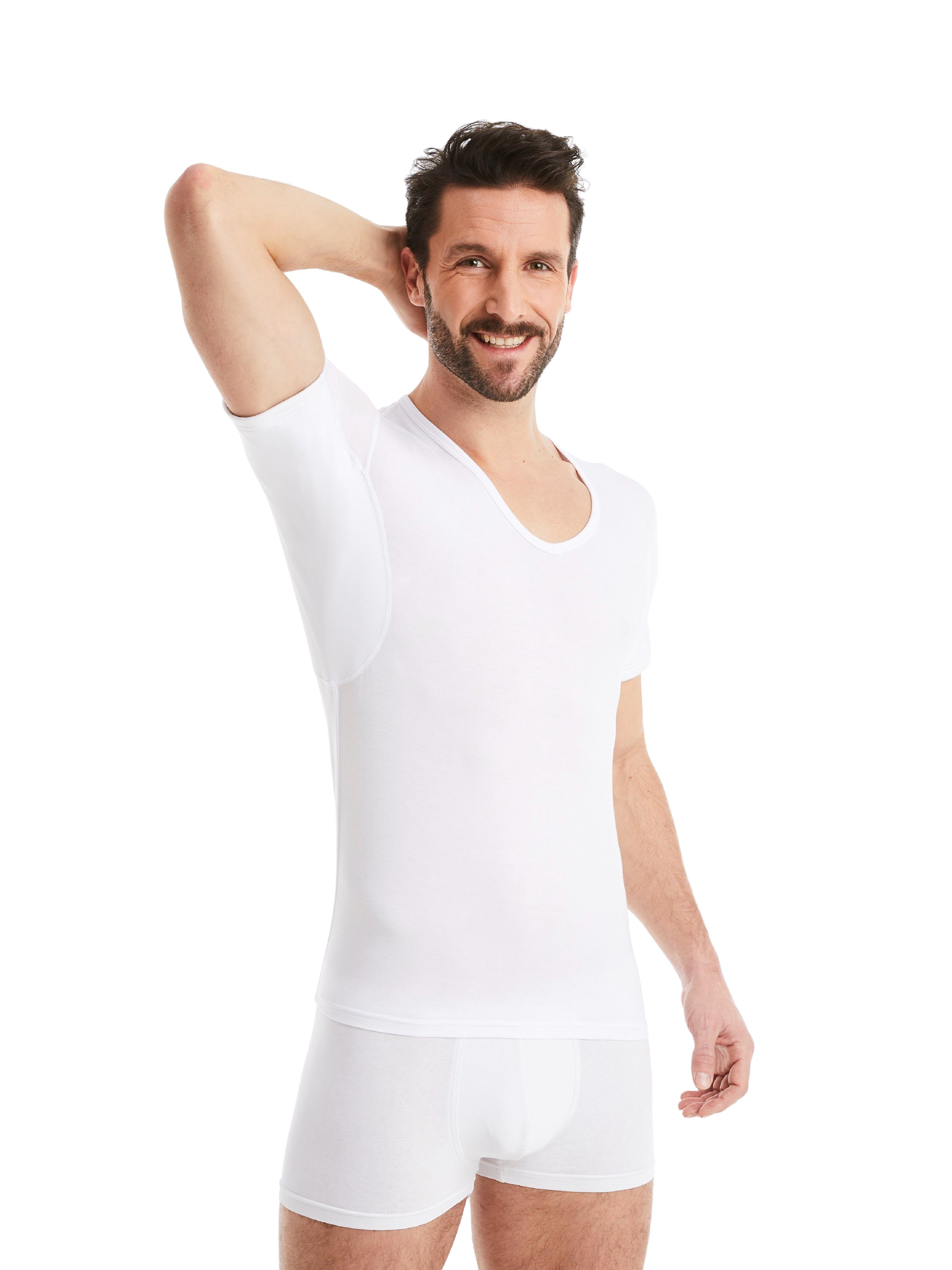 FINN Design Unterhemd Anti-Schweiß Shirt Herren mit V-Ausschnitt und integrierten Achselpads Garantierter Schutz vor Schweißflecken und Schweißgeruch