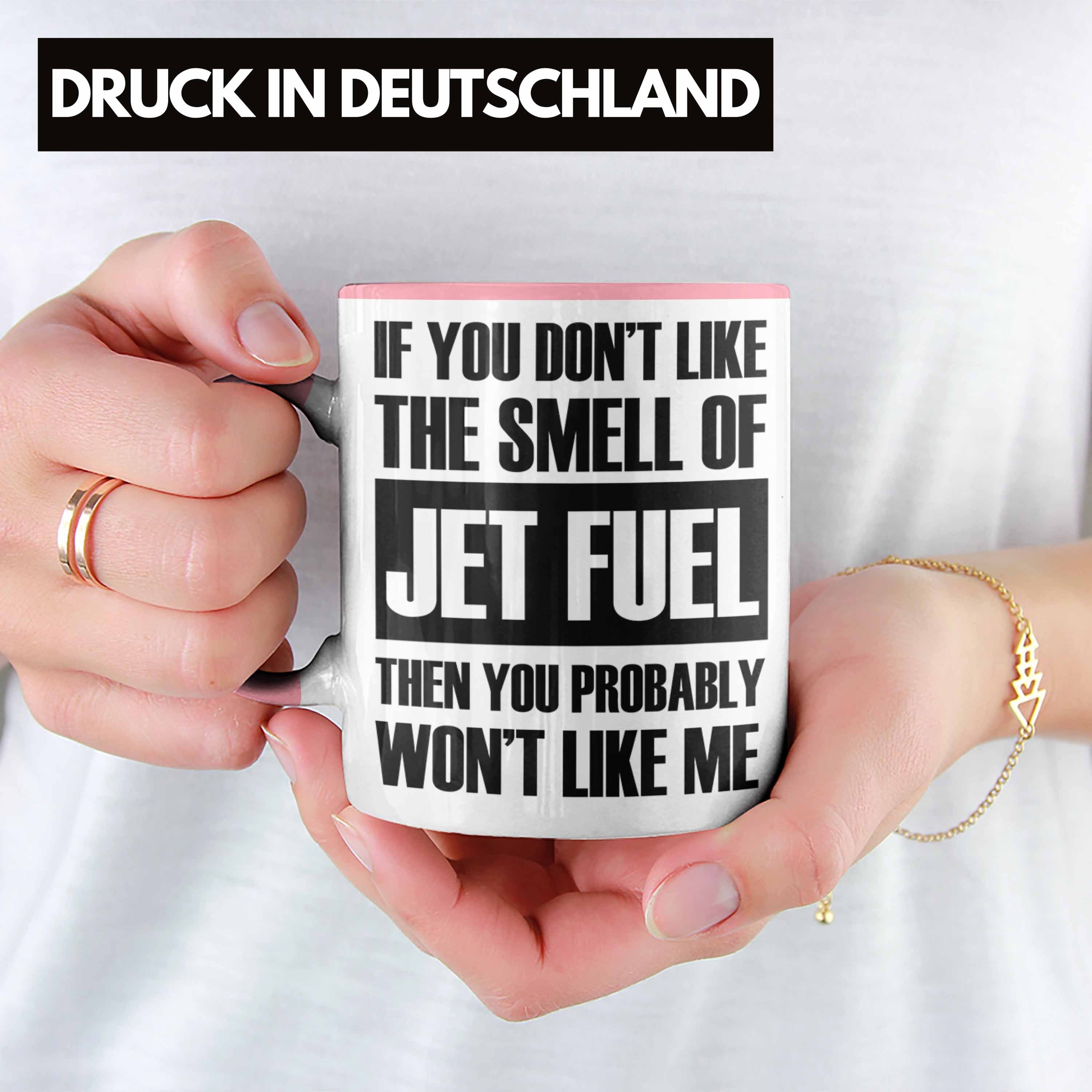 Tasse Fluglotsen Geschenk Fuel Tasse Jet Trendation Rosa für mit Spruch