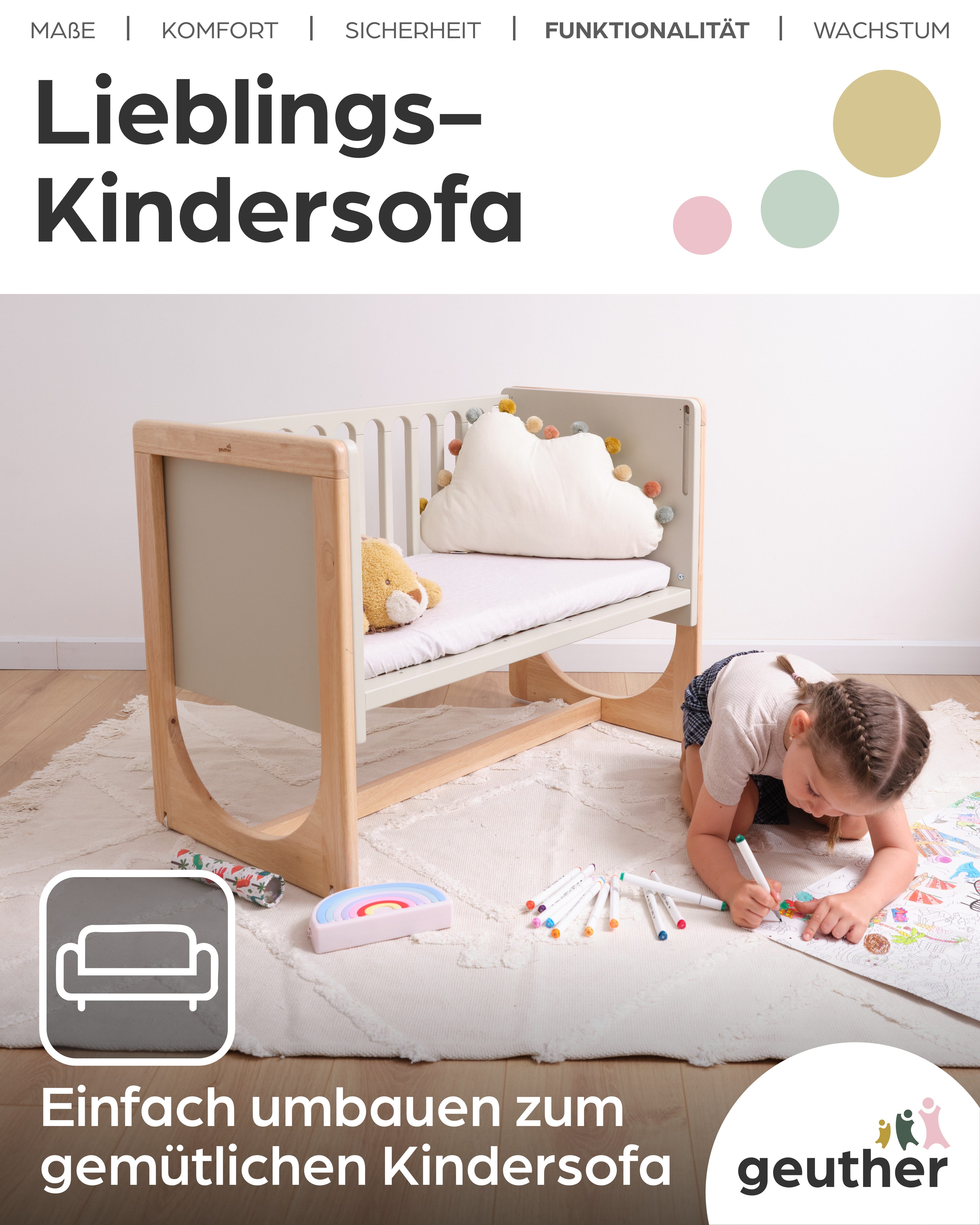 Geuther Beistellbett HATO inkl. Matratze Babybett in Natur