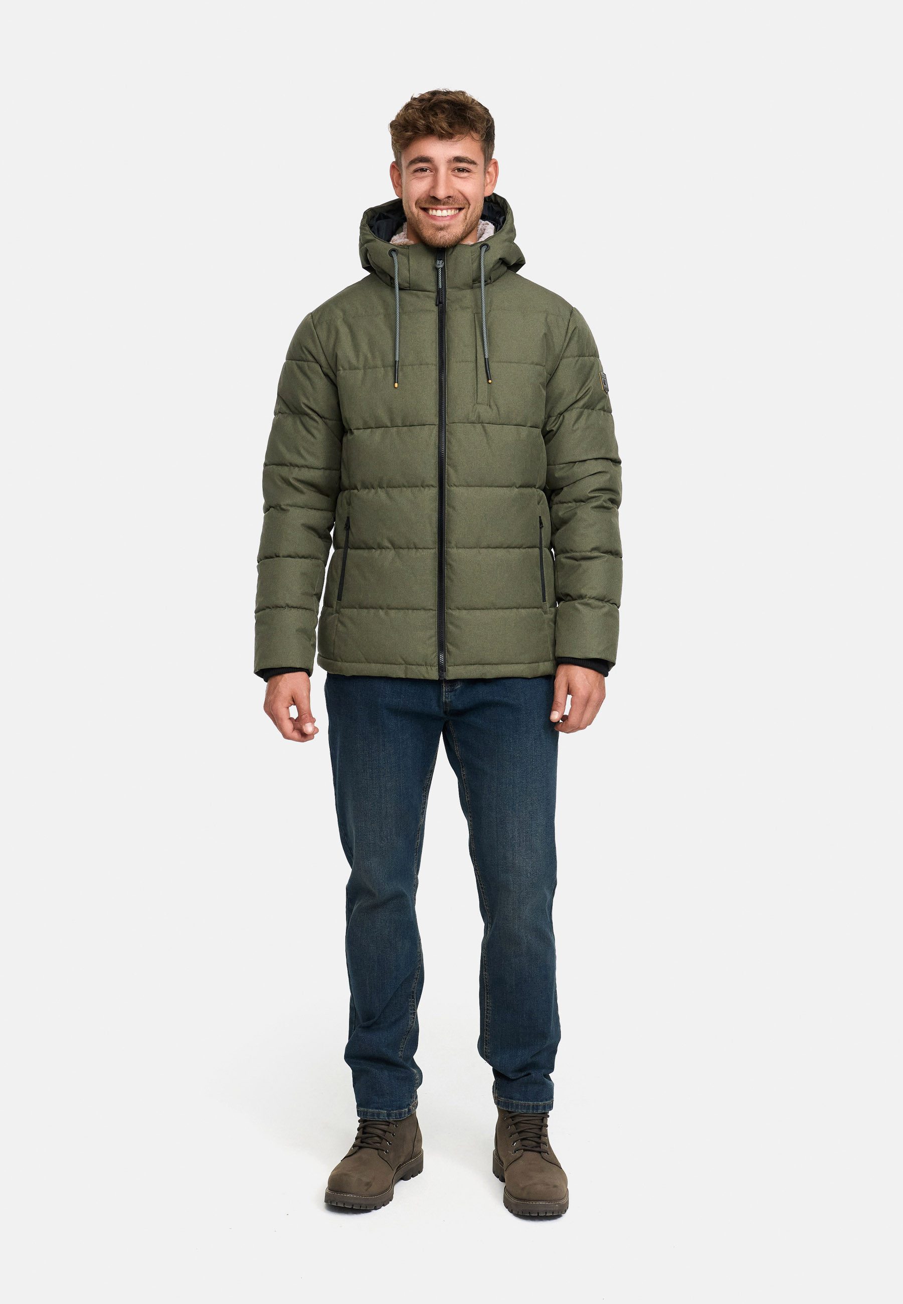 Indicode Winterjacke Herren INHebero Jacke Winter Herrenjacke Wattierte Steppjacke mit Kapuze und Reißverschluss