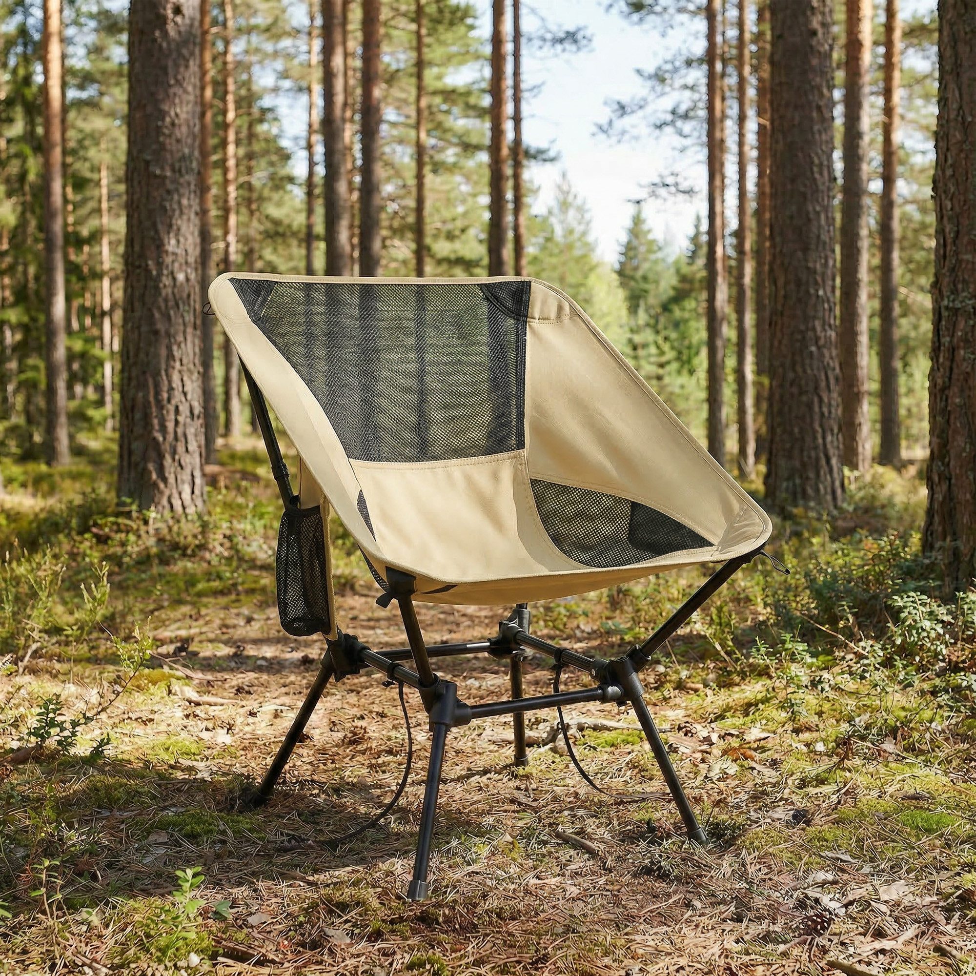 SONGMICS Campingstuhl, höhenverstellbar, Klappstuhl mit Stahlrahmen, 2 Aufbewahrungstaschen