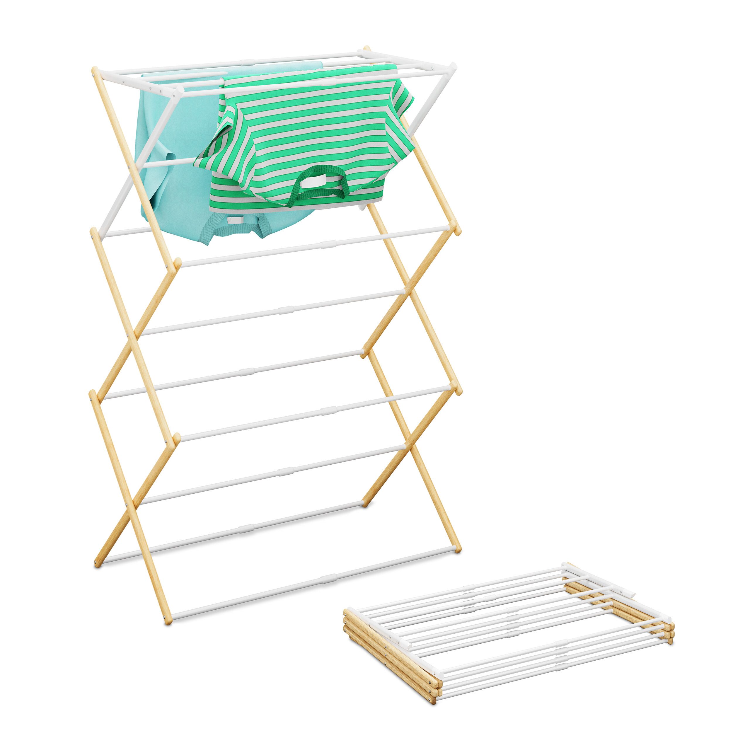 relaxdays Wäscheständer Klappbarer Wäscheständer, Holz / Weiß