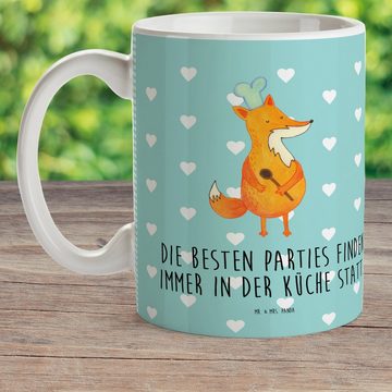 Mr. & Mrs. Panda Kinderbecher Fuchs Koch - Türkis Pastell - Geschenk, Füchse, Kindergarten Tasse, C, Kunststoff, Mikrowellenbeständig