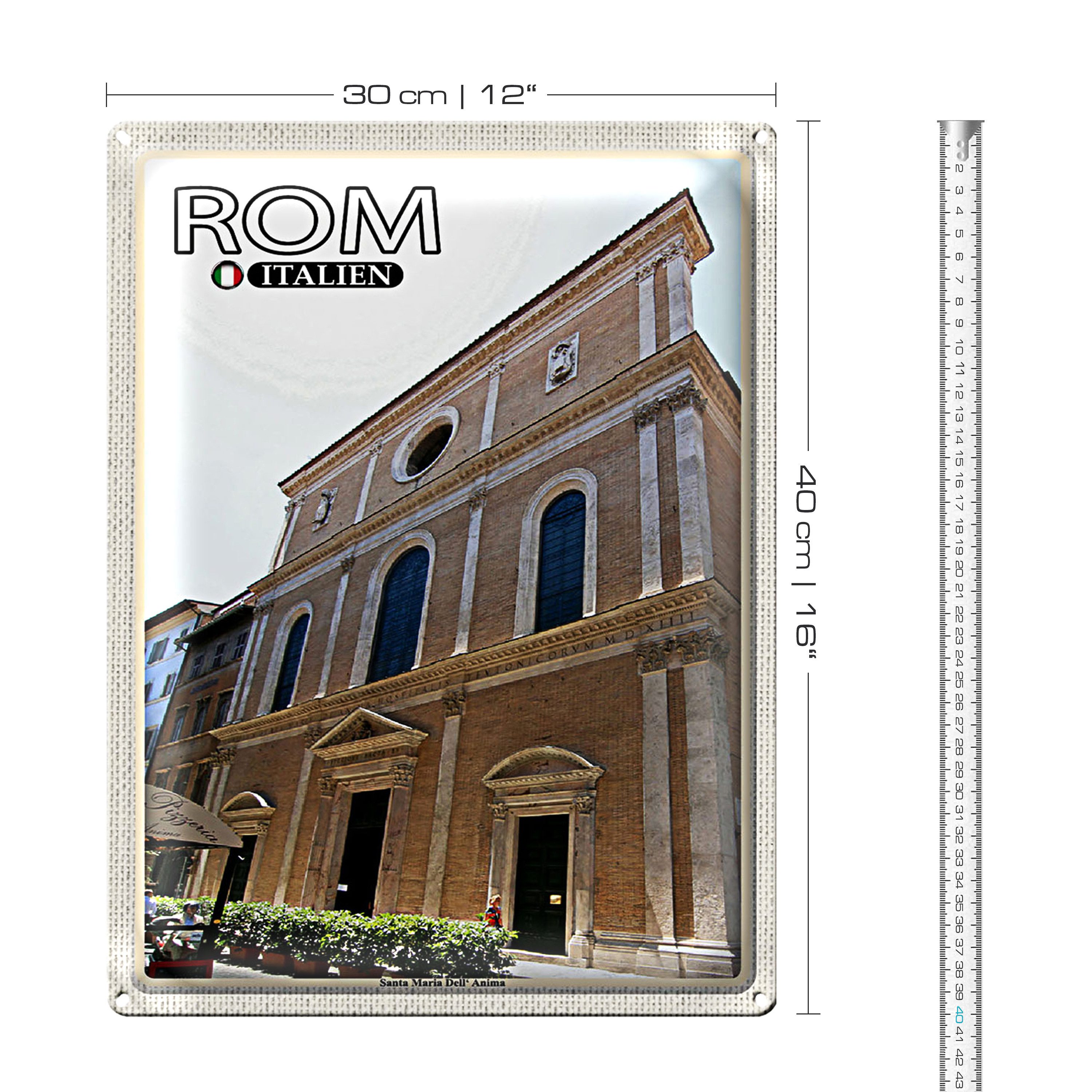 Roomando Metallschild Reise Rom Italien Santa Maria Dell Anima 30x40cm