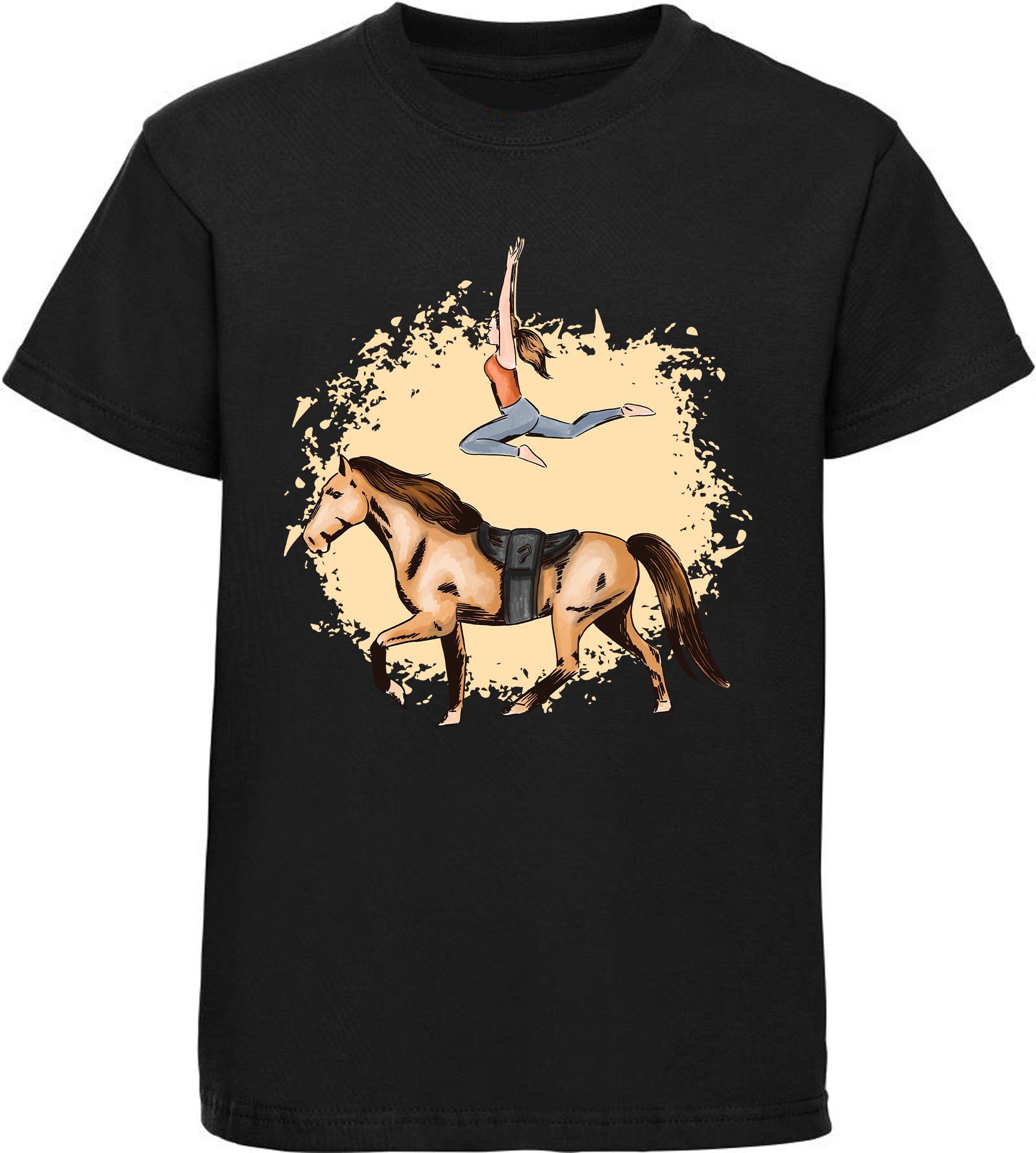 Print-Shirt bedrucktes Mädchen Pferde T-Shirt mit Turnerin