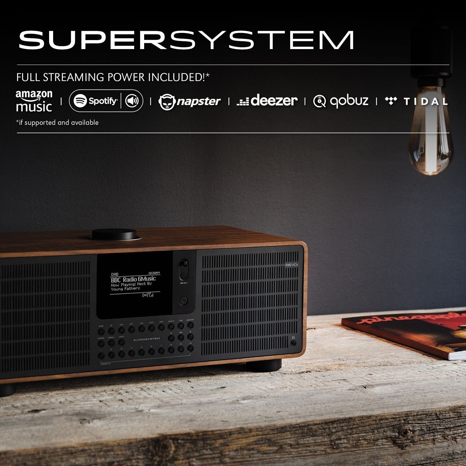(DAB) Revo walnuss/schwarz connect Internet-/DAB+ Digitalradio Stereoradio LAN WLAN Spotify SuperSystem