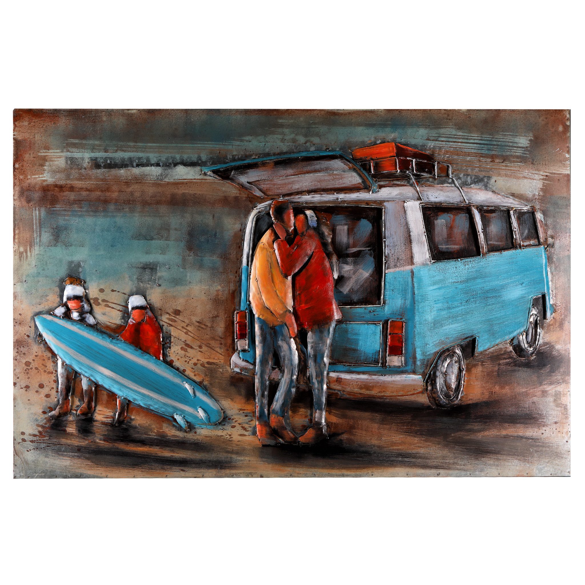 Home4Living Metallbild Wandbild Relief Unikat "Strandkuss" 3D Bild handgefertigt, Strandkuss, 3D-Effekt