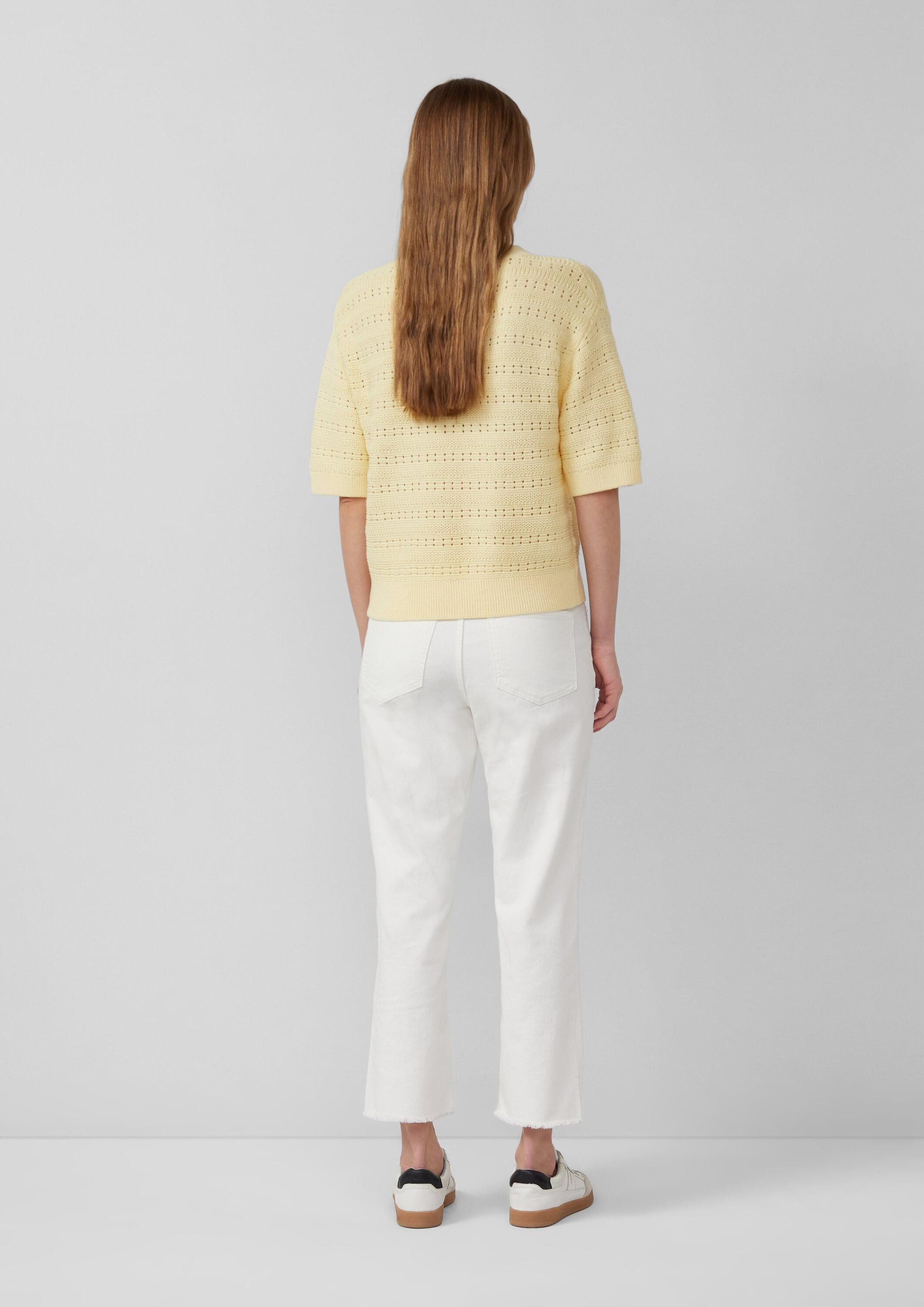 s.Oliver Kurzarmpullover Strickpullover Ajour-Pullover mit Halbarm
