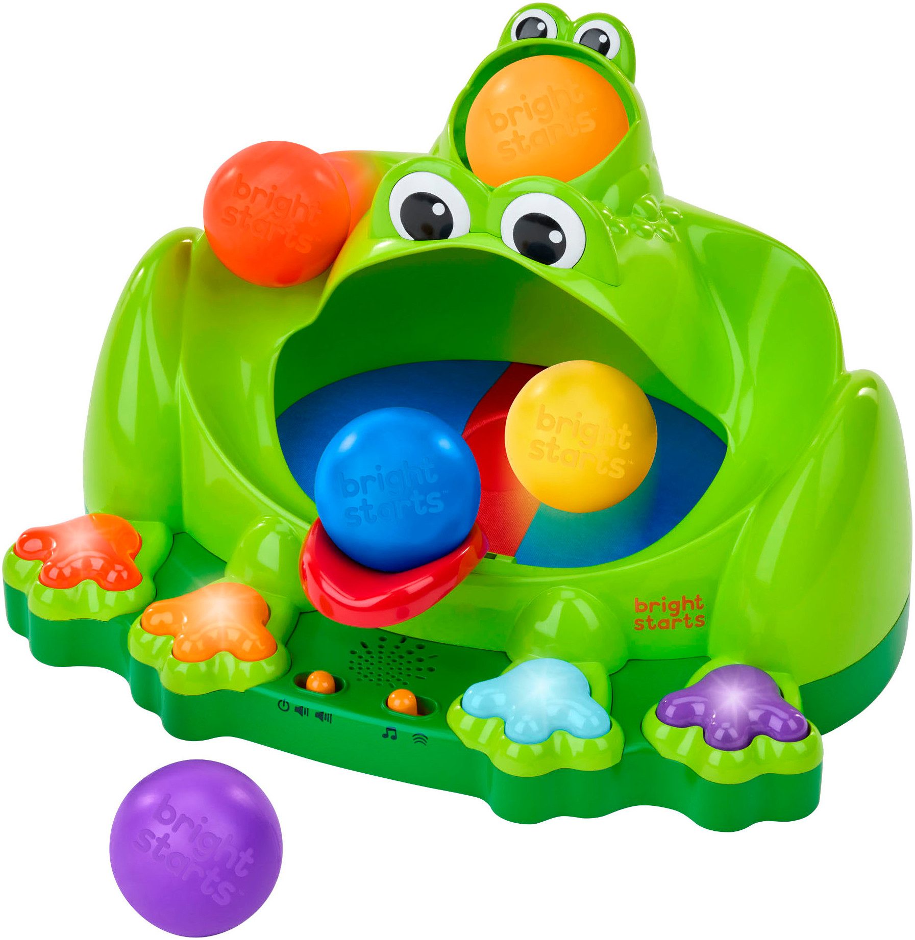 Bright Starts Lernspielzeug Poppin' Ball Frog Ball Play Toy, mit Licht und Sound