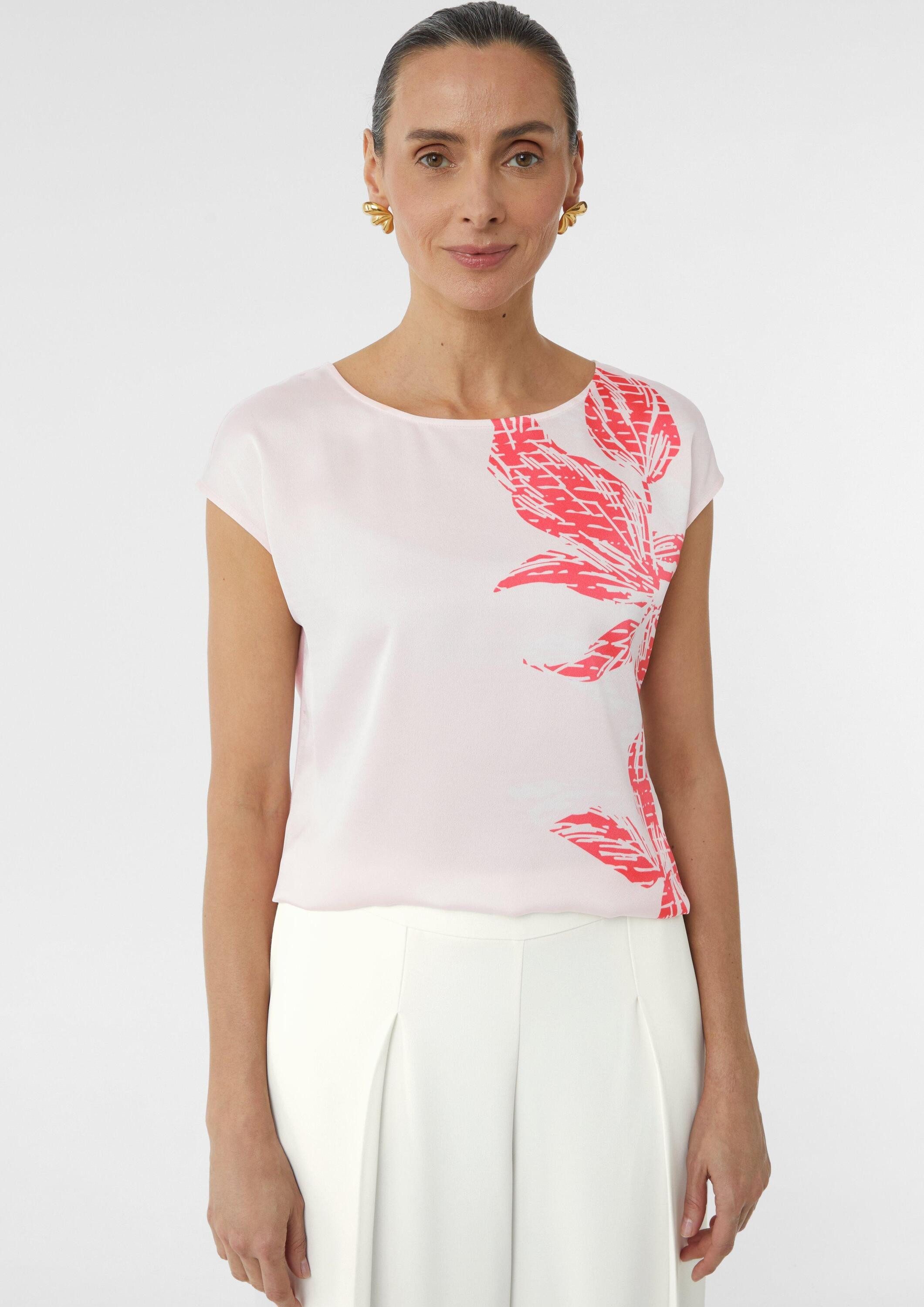 comma Kurzarmshirt T-Shirt Blusenshirt im Fabricmix mit floralem Print günstig online kaufen