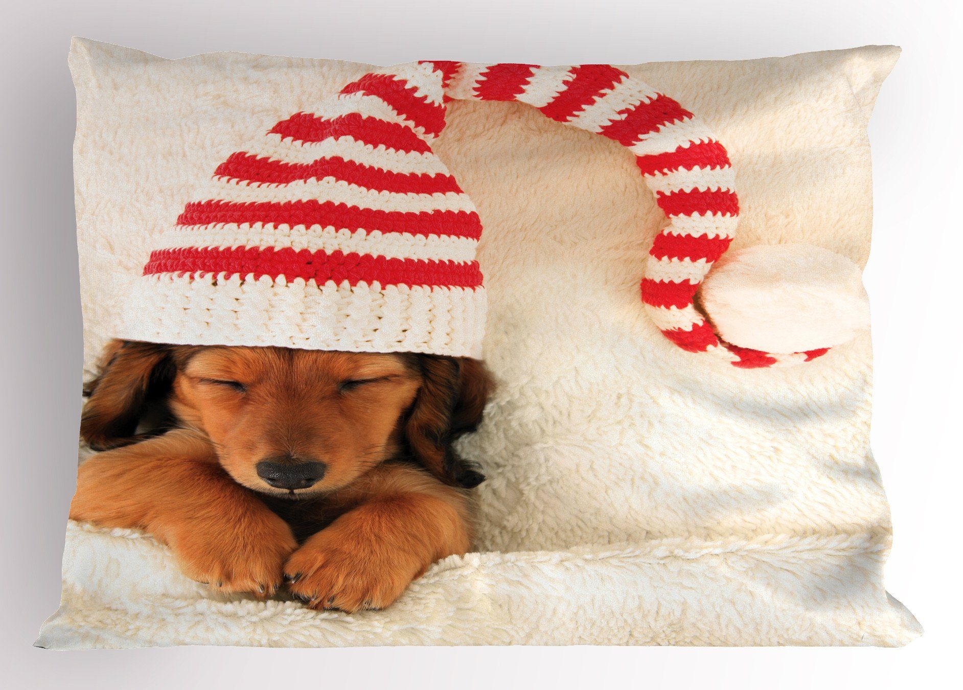 Kissenbezüge Dekorativer Dackel Standard Gedruckter King Hund Weihnachts der in (1 Elf-Hut Stück), Kissenbezug, Size Abakuhaus