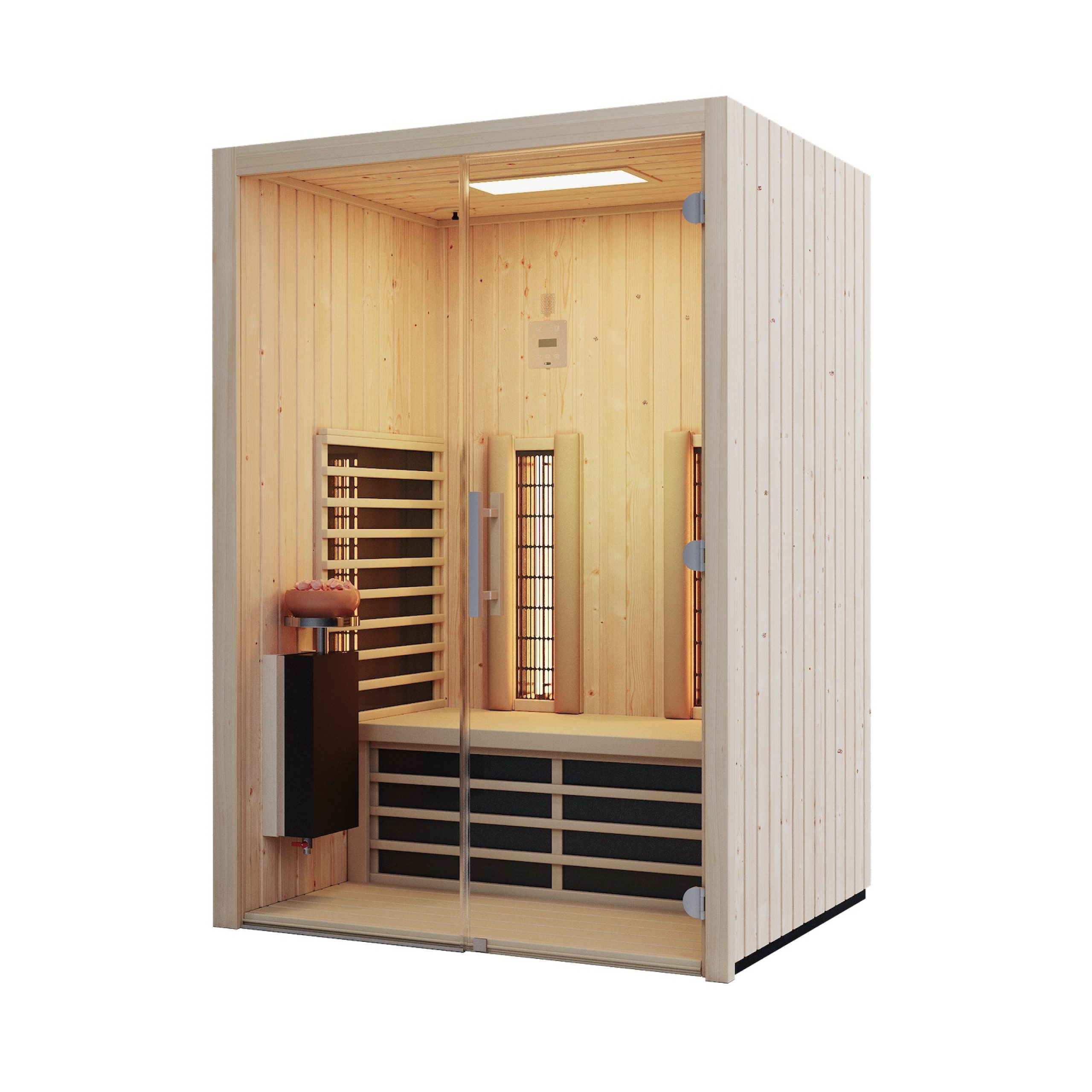 Thumbnail - Infraworld Infrarotkabine Infraworld TrioSol Glas 145 Fichte RG Infrarotkabine 145x112 cm mit 2