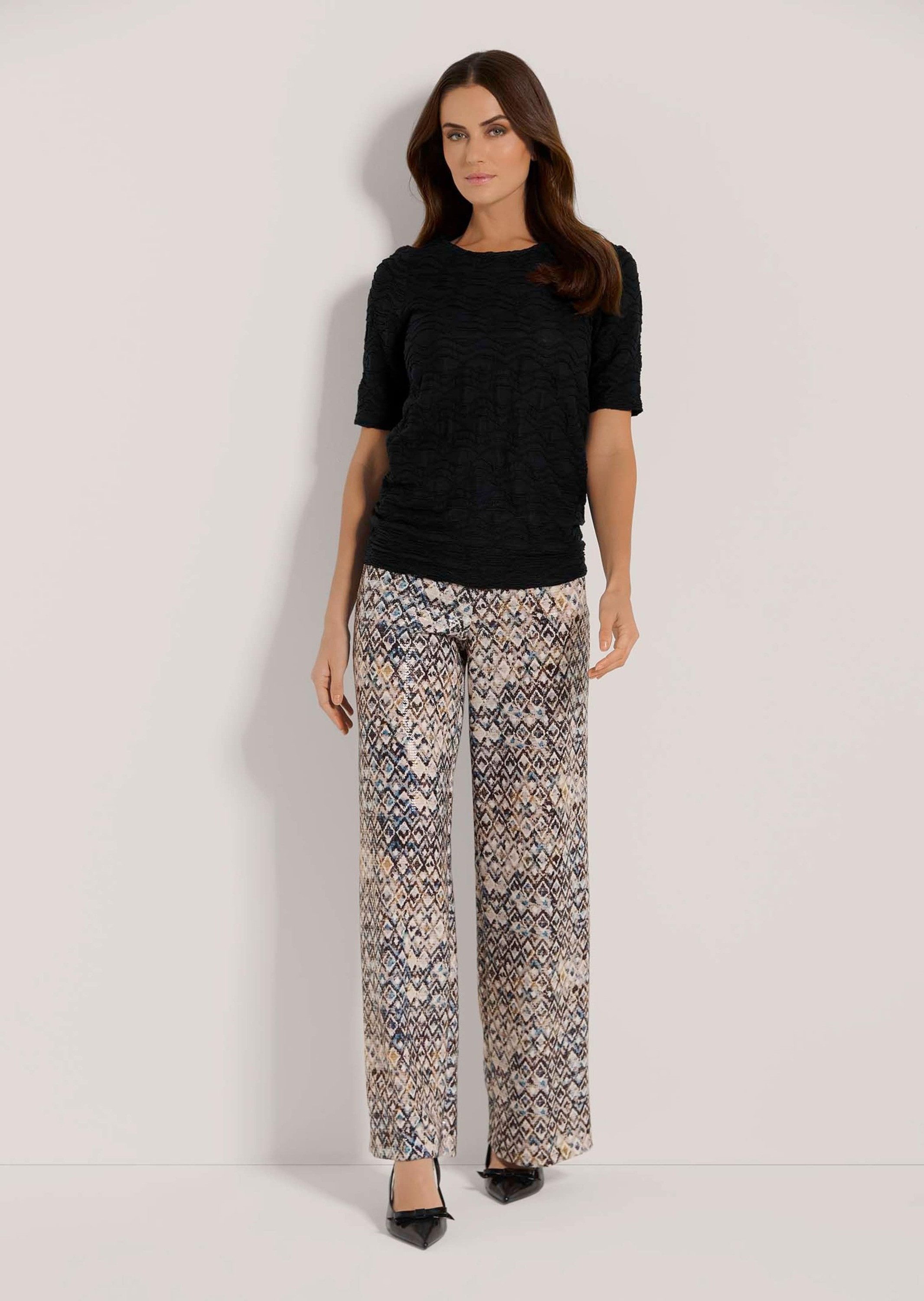 MADELEINE Kurzarmshirt Viskoseshirt mit Rundhalsausschnitt Basicshirt mit s günstig online kaufen