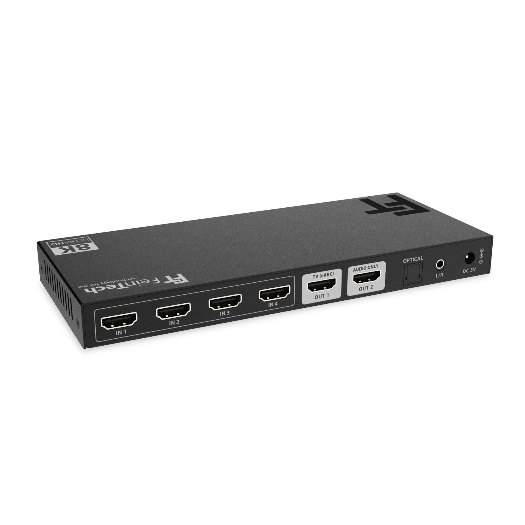 FeinTech SW411 HDMI 2.1 Switch 4 In 1 Out mit HDMI Audio Extractor HDMI-Adapter zu HDMI, HDMI-Audio, Toslink, 3,5-mm-Klinke