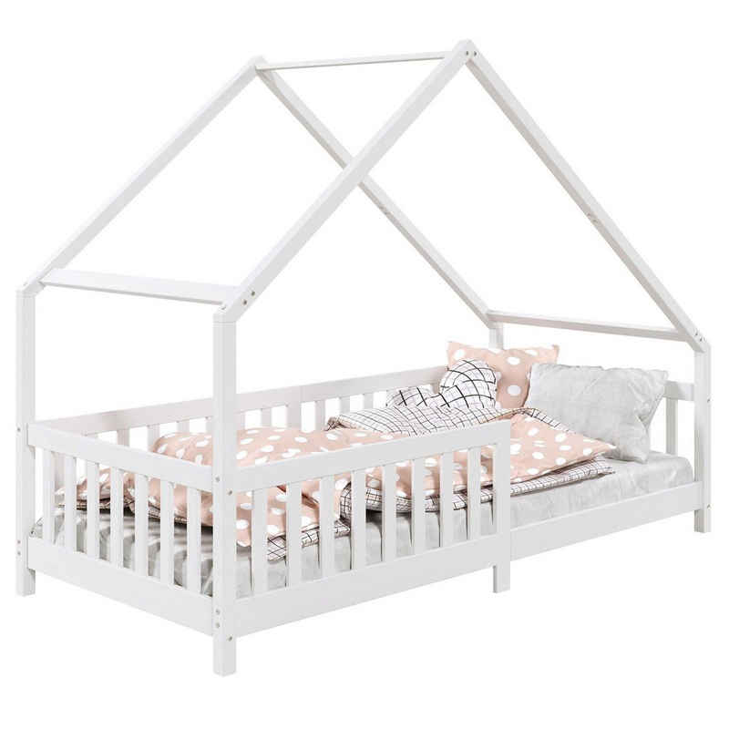 IDIMEX Kinderbett CORA, Hausbett Tipibett Kinderbett Montessori Bett Kiefer 90 x 200 mit Rausf