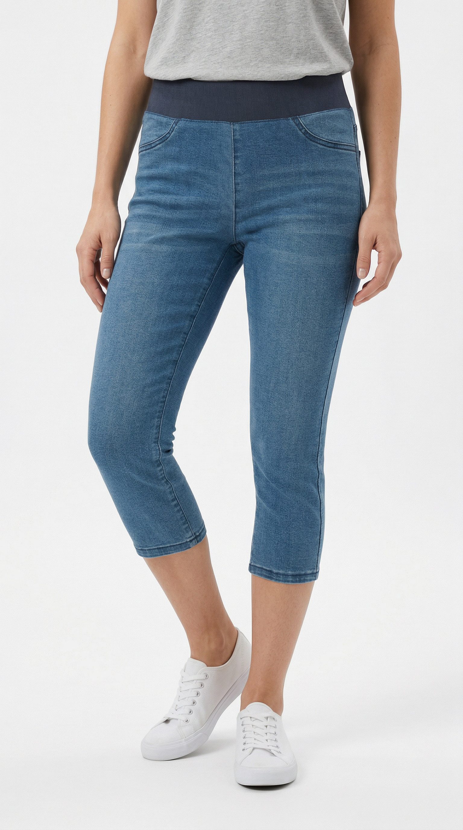 FREEQUENT Caprileggings FQSHANTAL-CA-DENIM mit extra breitem Bund