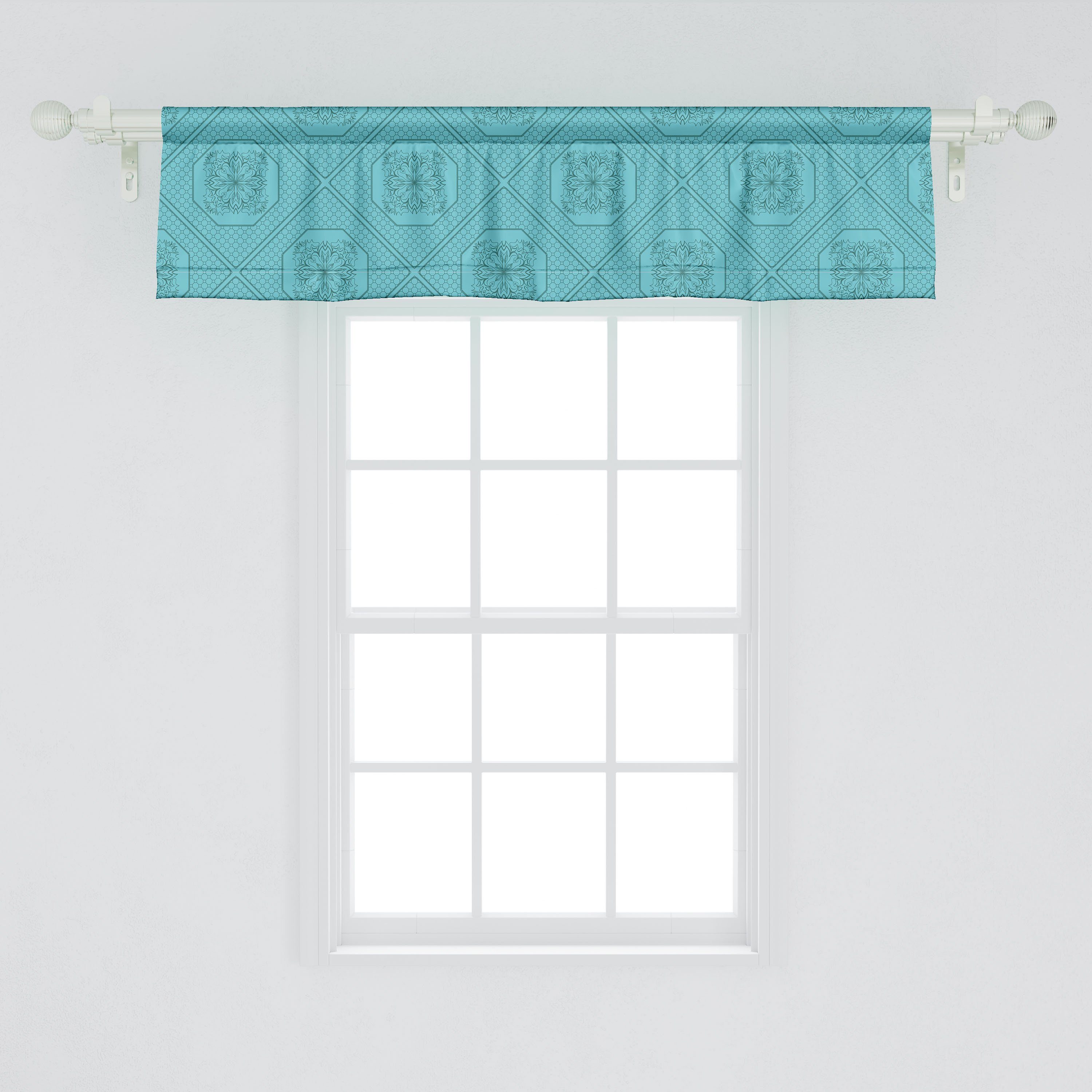 Scheibengardine Vorhang Blühend Küche Volant Dekor Geometrisch Stangentasche, Schlafzimmer Motive Microfaser, Abakuhaus, mit Shapes für