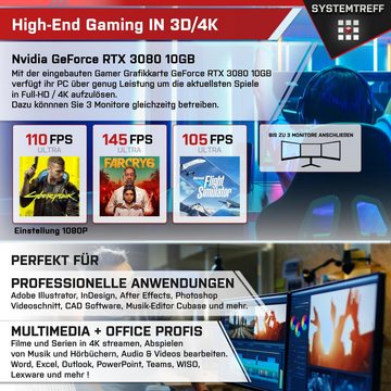 SYSTEMTREFF Gaming-PC (Intel Core i7 13700F, GeForce RTX 3080, 32 GB RAM, 1000 GB SSD, Luftkühlung, Windows 11, WLAN)