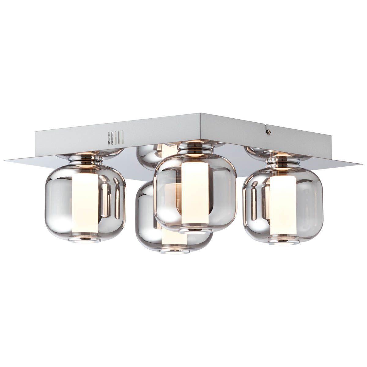 Brilliant Deckenleuchte Rafa, LED fest integriert, Warmweiß, LED Deckenlampe 4flg chrom/rauchglas