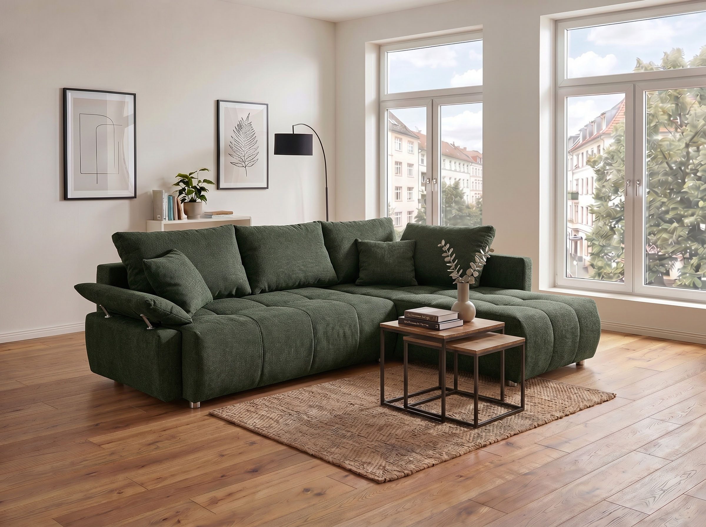 COLLECTION AB Ecksofa Funtastic L-Form, B: 213 cm, Schlaffunktion, Bettkasten, auch in Cord, Armteilverstellung, Bonnellfederkern, frei stellbar