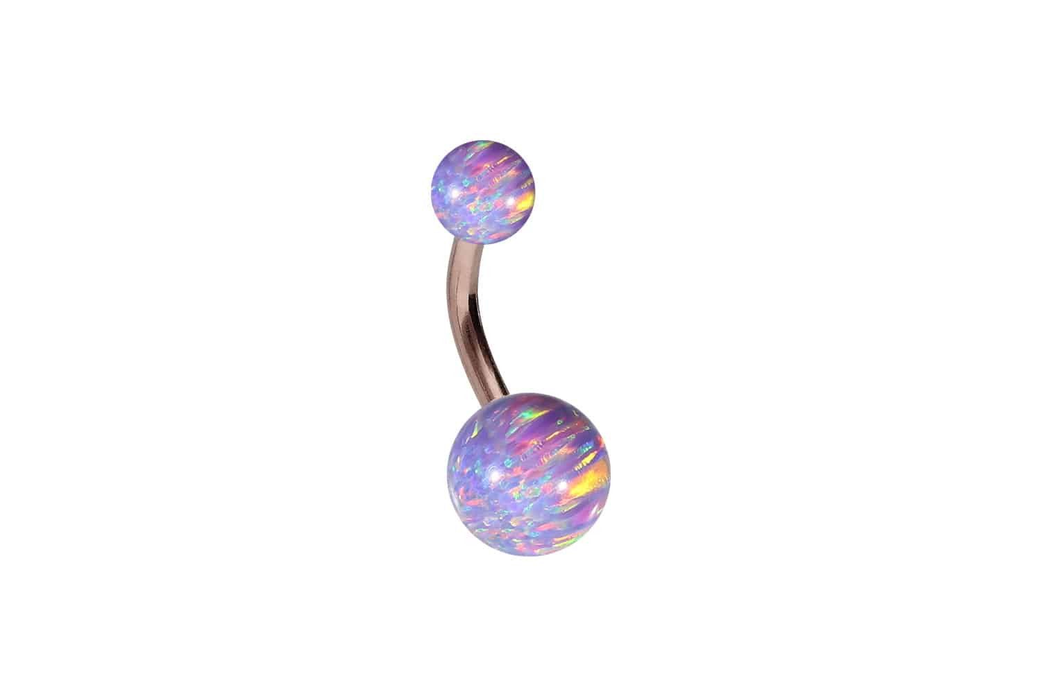PIERCINGLINE Bauchnabelpiercing Chirurgenstahl Bananabell SYNTHETISCHE OPALE (Bananabells, 1-tlg)