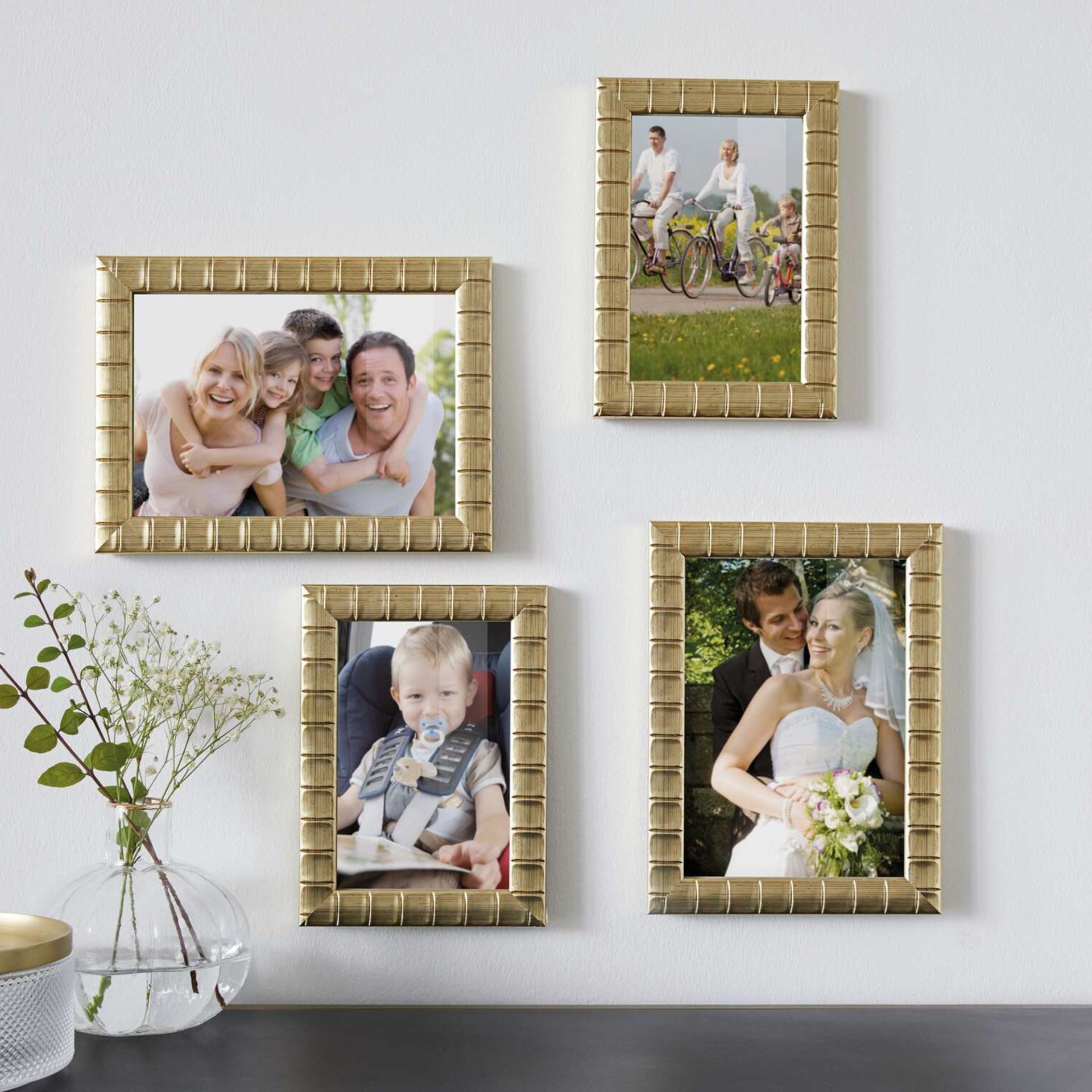 Home-trends24.de Bilderrahmen Gold Farbe Bilderrahmen Fotorahmen Kunststoff 4er-Set, (4 St)