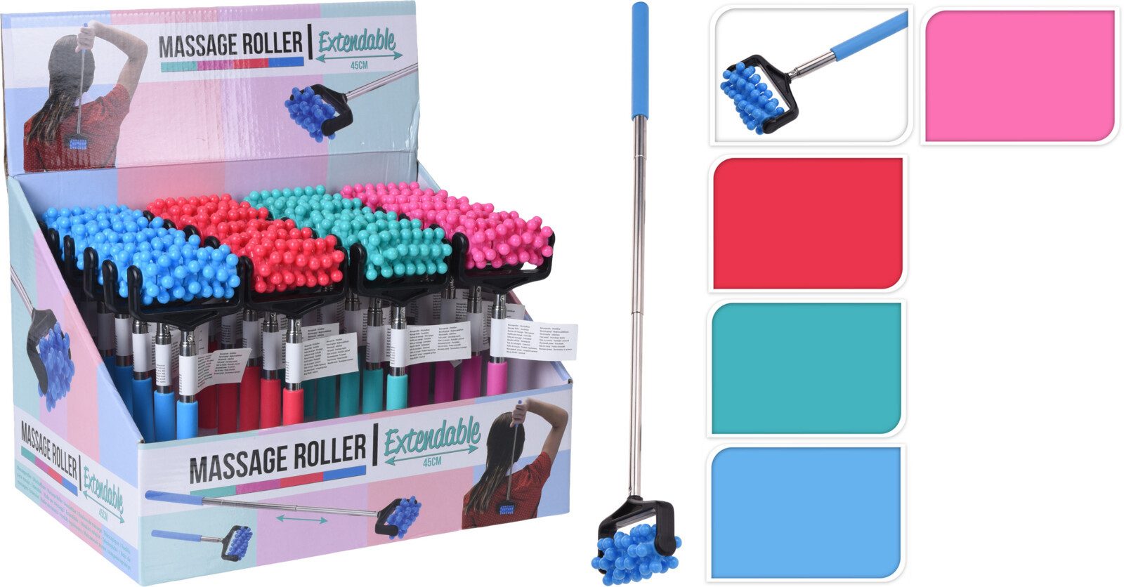 Koopman Massageroller Rosa, Stück 1-tlg., Packung, Massage, 44cm, Massagestab, Ausziehbar, Massagegerät