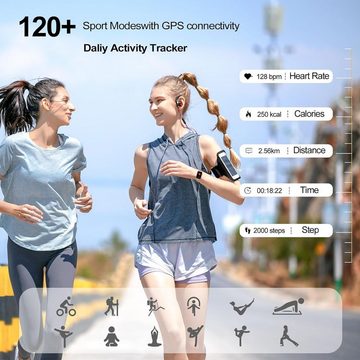 DXHBC Frauen Männer Fitness Tracker Schlafüberwachung/Sportuhr Aktivität Smartwatch (1,54 Zoll, Android iOS), mit Telefonfunktion Modische Fitness/Blutsauerstoff/Herzfrequenzmesser
