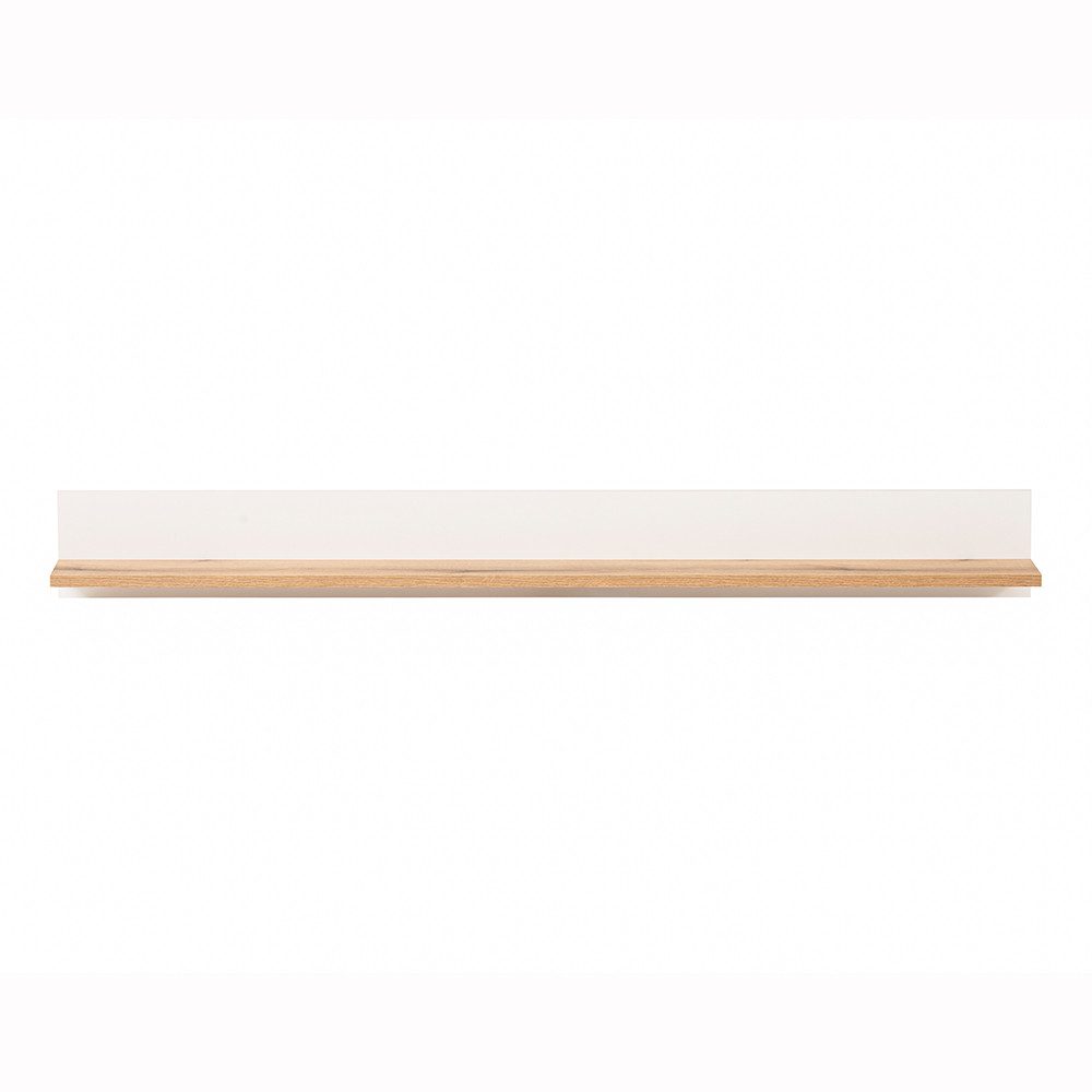 Lomadox Wandregal SUTTON-61, weiß Eiche braun modern 180x20x18,4 cm