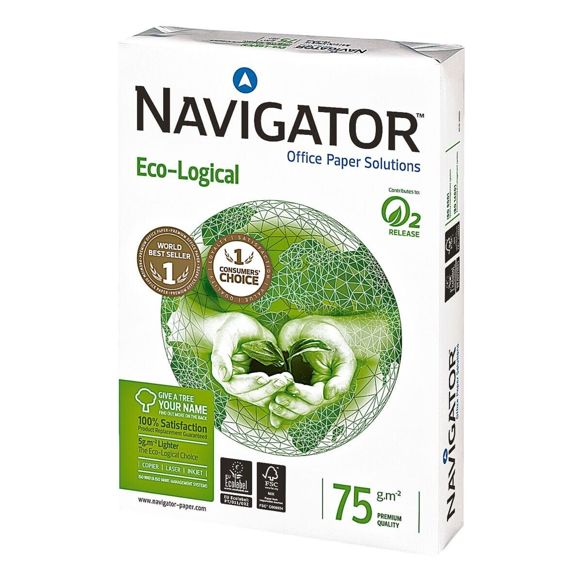 NAVIGATOR Druckerpapier Eco-Logical, Format DIN A4, 75 g/m², 169 Blatt CIE, 500