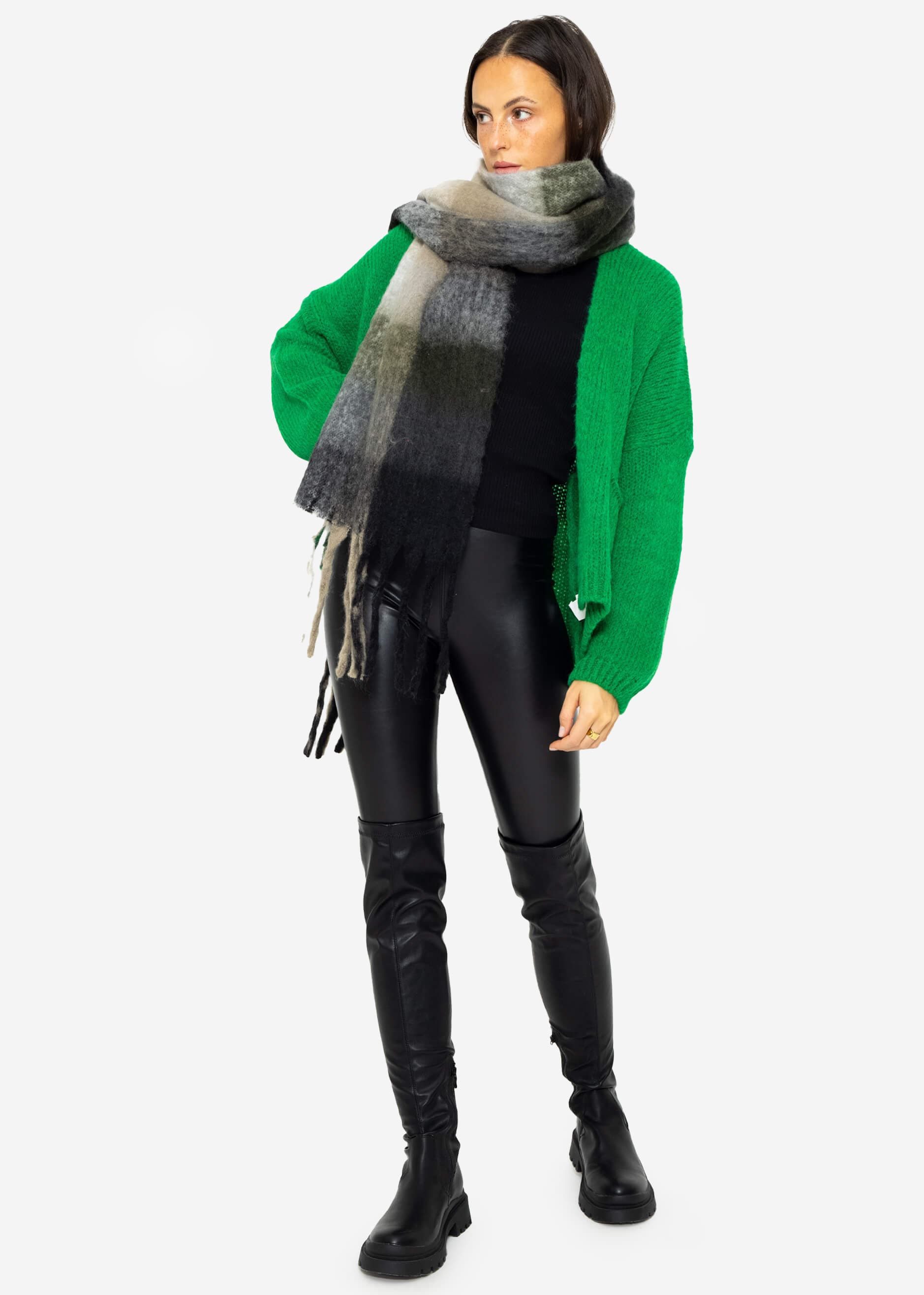 SASSYCLASSY Lederimitathose Skinny Damen Leggings mit Thermo-Futter Mid-Waist Leggings in Lederoptik