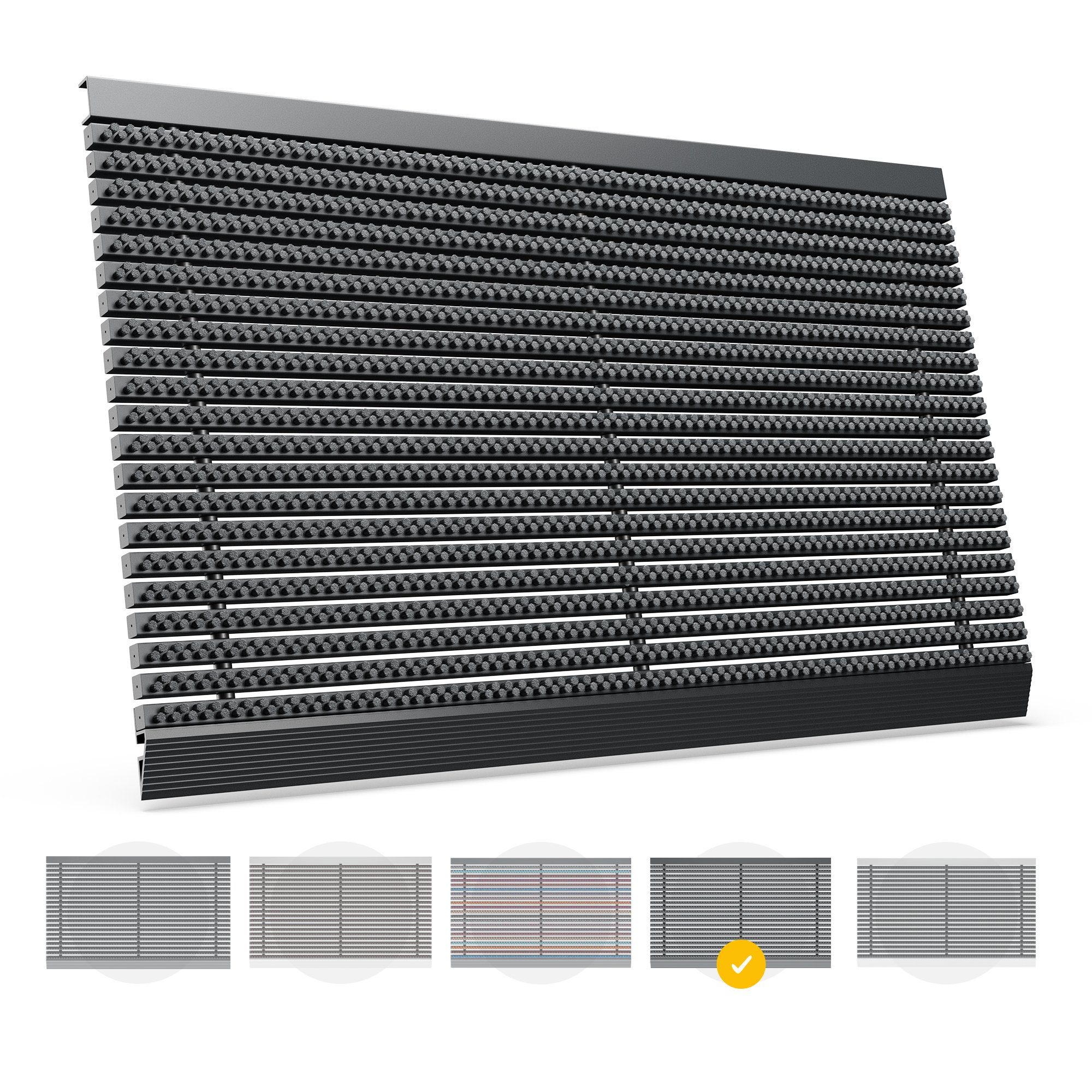 Fußmatte DUROMAS - Premium Fußabtreter für Außen aus ALU und Polypropylen, Entrando, Rechteckig, Höhe: 22 mm, pflegeleicht, robust, strapazierfähig, wetterfest, UV-beständig, rutschfest Schwarz_Leicht_Grau