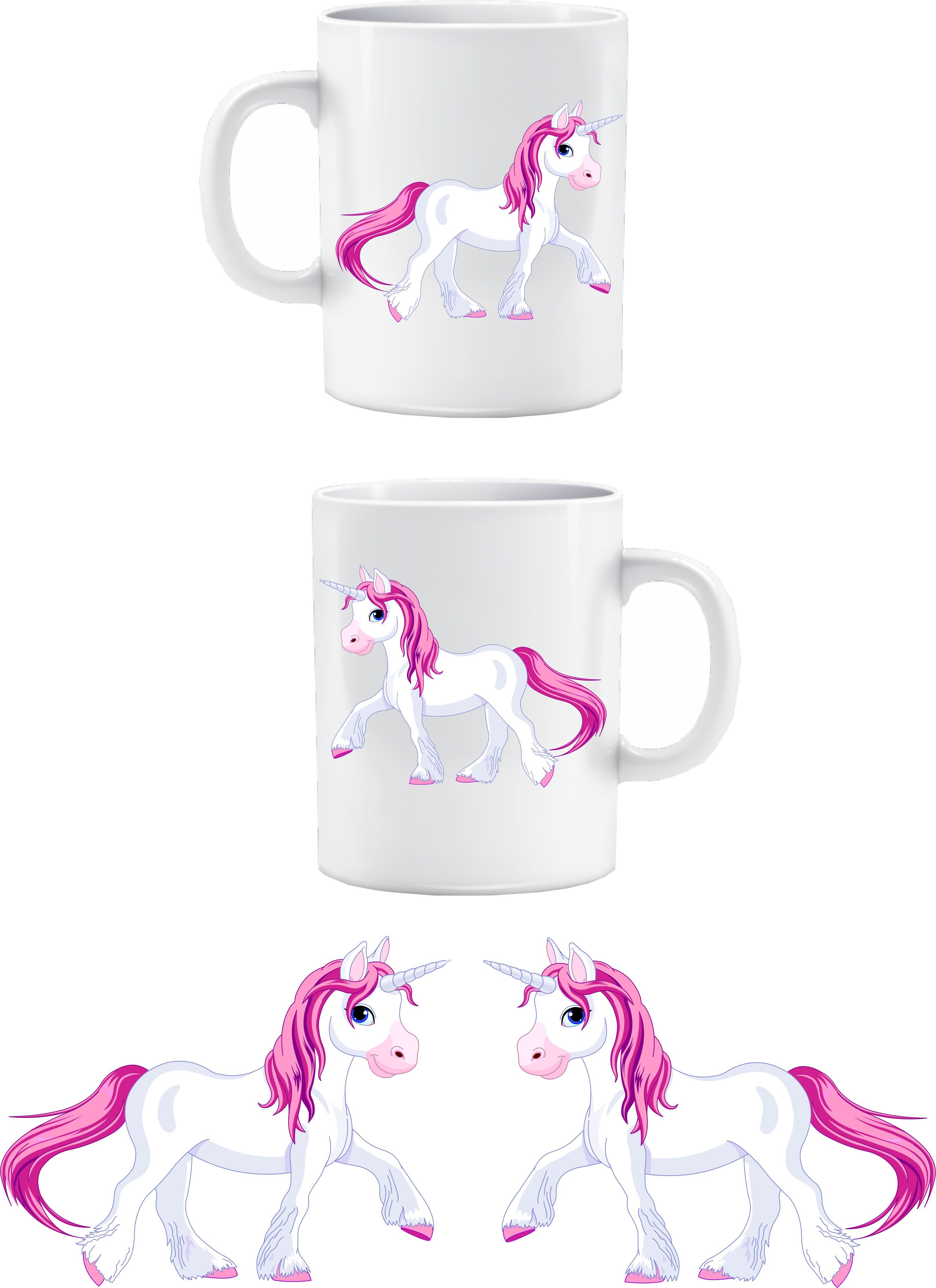 Wandtattoodesign Tasse Tasse Einhorn Pink Rosa Pferd, Becher Einhorn, mit Einhorn Motiv