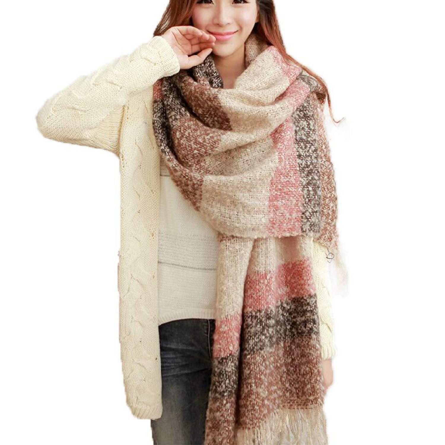 LuxusKollektion XXL-Schal Schal Damen Klassisch Streifen Lang Rosa, (1-St)