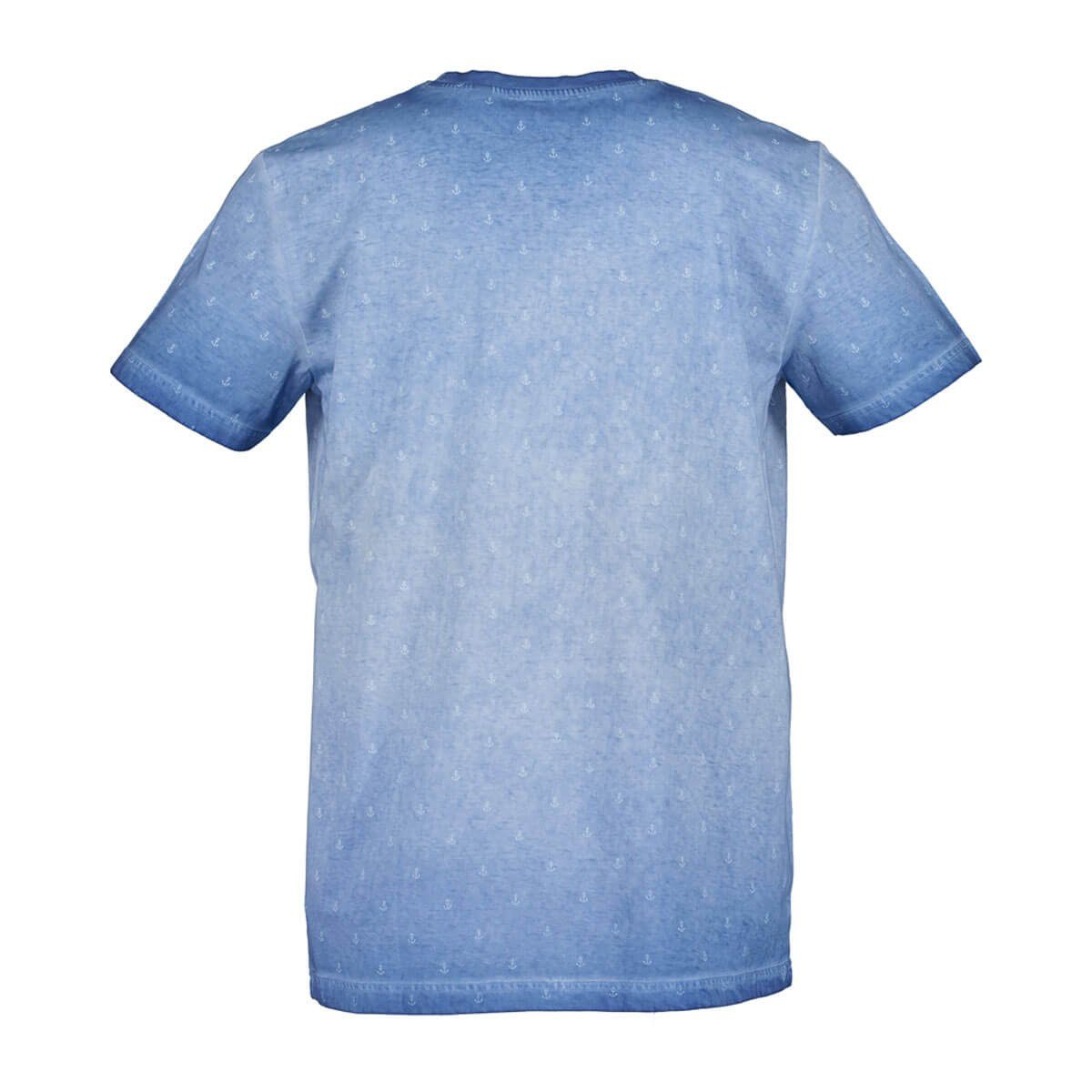 Kurzarm-Sommershirt - Shirt Rundhals Anker-Allover-Print T-Shirt Herren Blue mit Seven