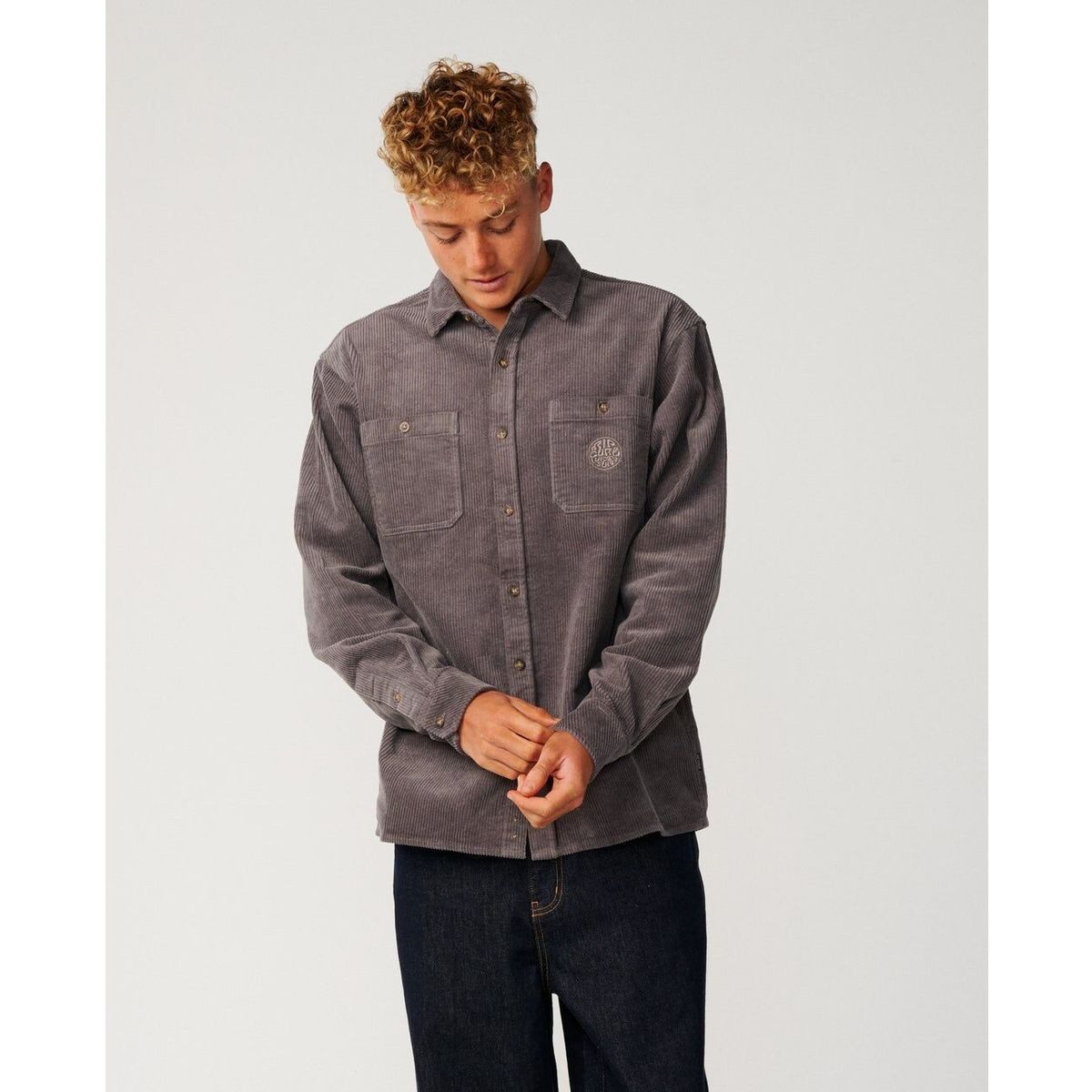 Rip Curl Funktionsshirt Premium Surf Cord Long Sleeve Shirt Stilvolles Langarmhemd für Herren mit Premium-Surf-Look aus Wolle