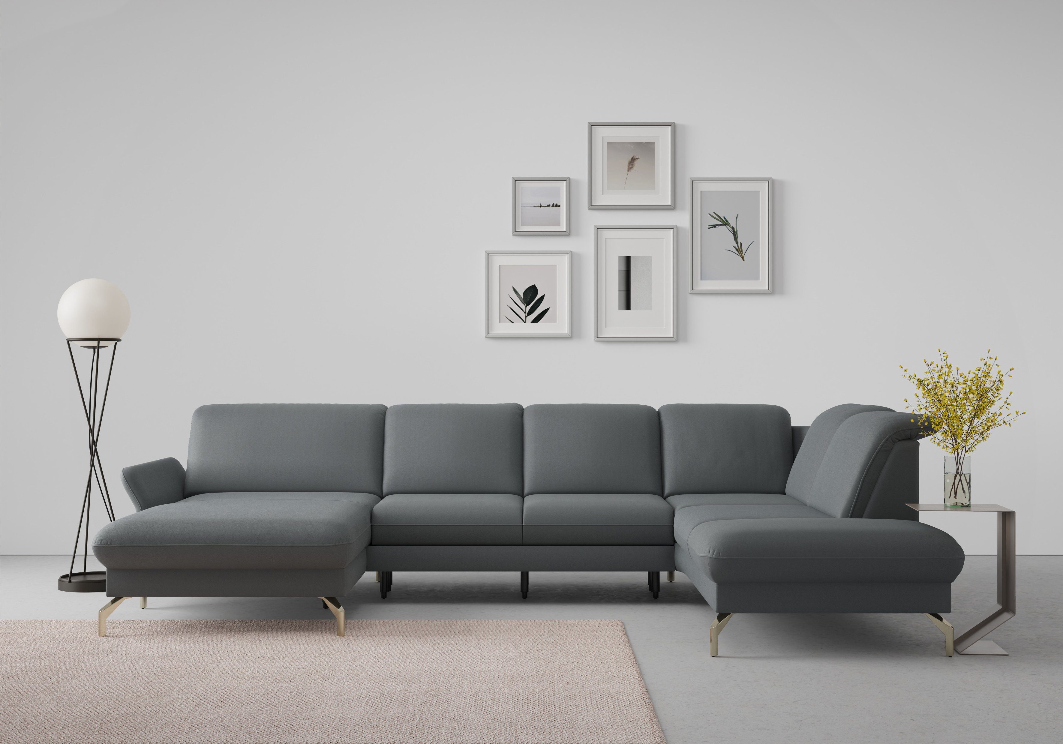 sit&more Wohnlandschaft Fashion U-Form, wahlweise mit Kopfteilverstellung, Vorziehsitz, motorisch, Nickelfüße