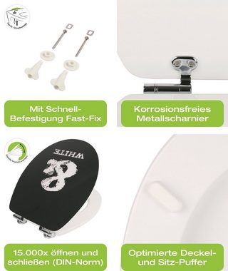 Sitzplatz WC-Sitz Dekor, Motiv Black Humor, Holzkern, Gloss Oberfläche, Absenkautomatik, 403740