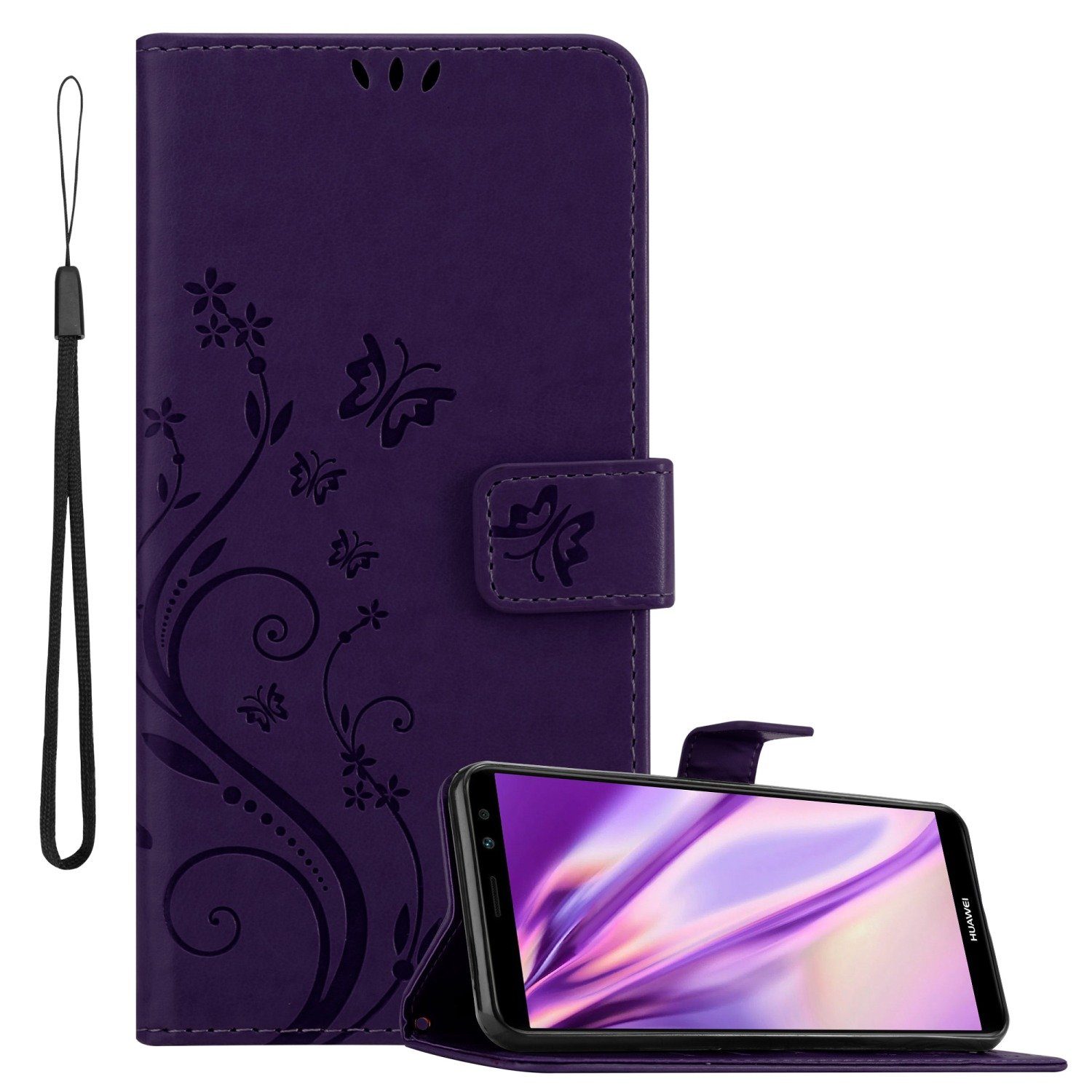 Cadorabo Handyhülle für Huawei MATE 10 LITE / NOVA 2i Hülle Huawei MATE 10 LITE, Hülle Schutzhülle Blumen Flower mit Standfunktion Kartenfach Magnet