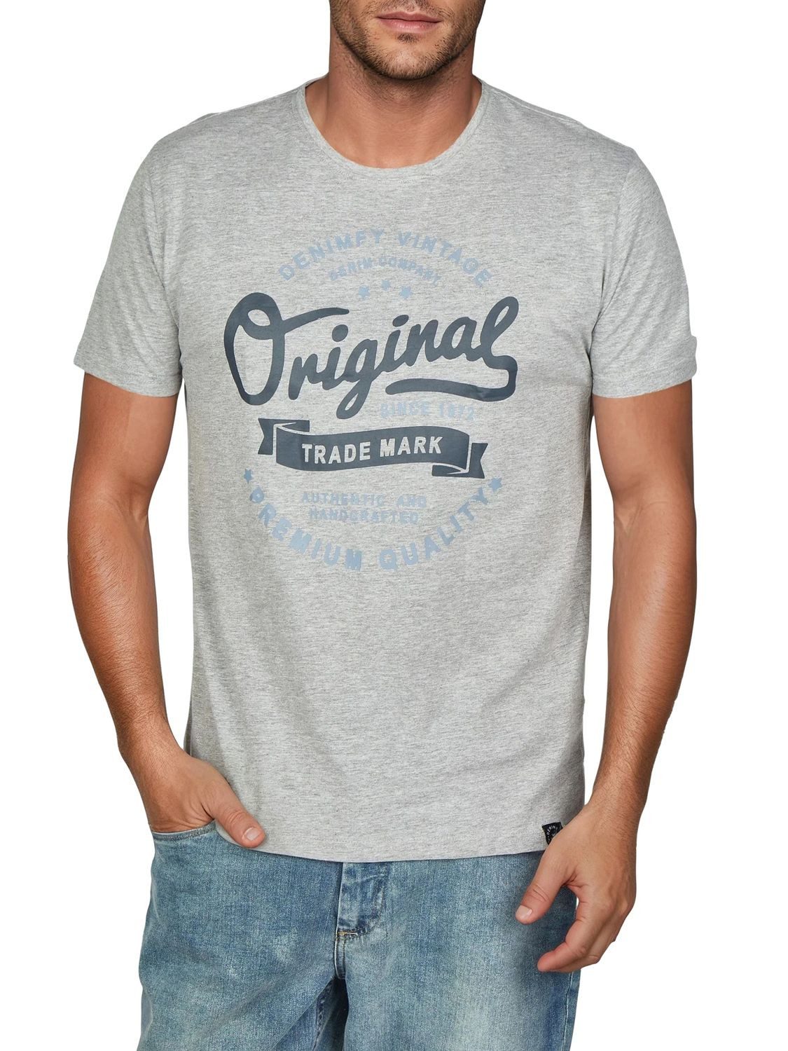 DENIMFY T-Shirt Herren Printshirt DFNuri Regular Fit (Vorteilspack, 4-tlg) Kurzarm Tee Shirt mit Rundhalsausschnitt aus 100% Baumwolle – Bild 4 von 5