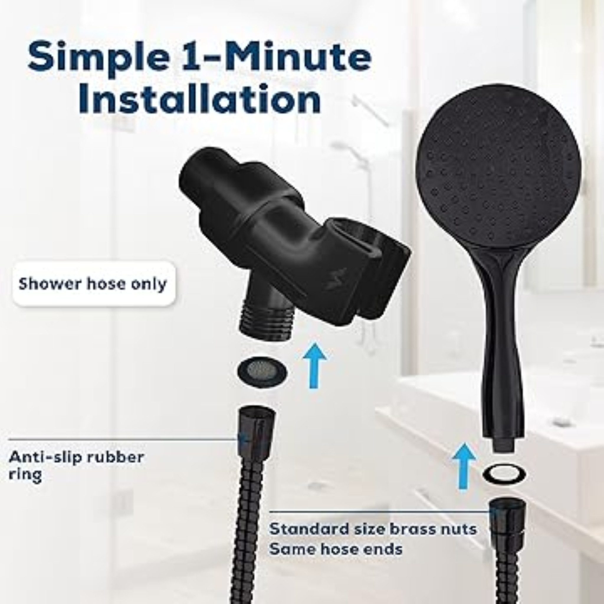sparkpod Brauseschlauch Hochwertiger Brauseschlauch, flexibel & robust, Edelstahl 1,8m, Duschschlauch Handbrauseschlauch, (Premium Duschschlauch-Set, extra lang – Bild 5 von 5