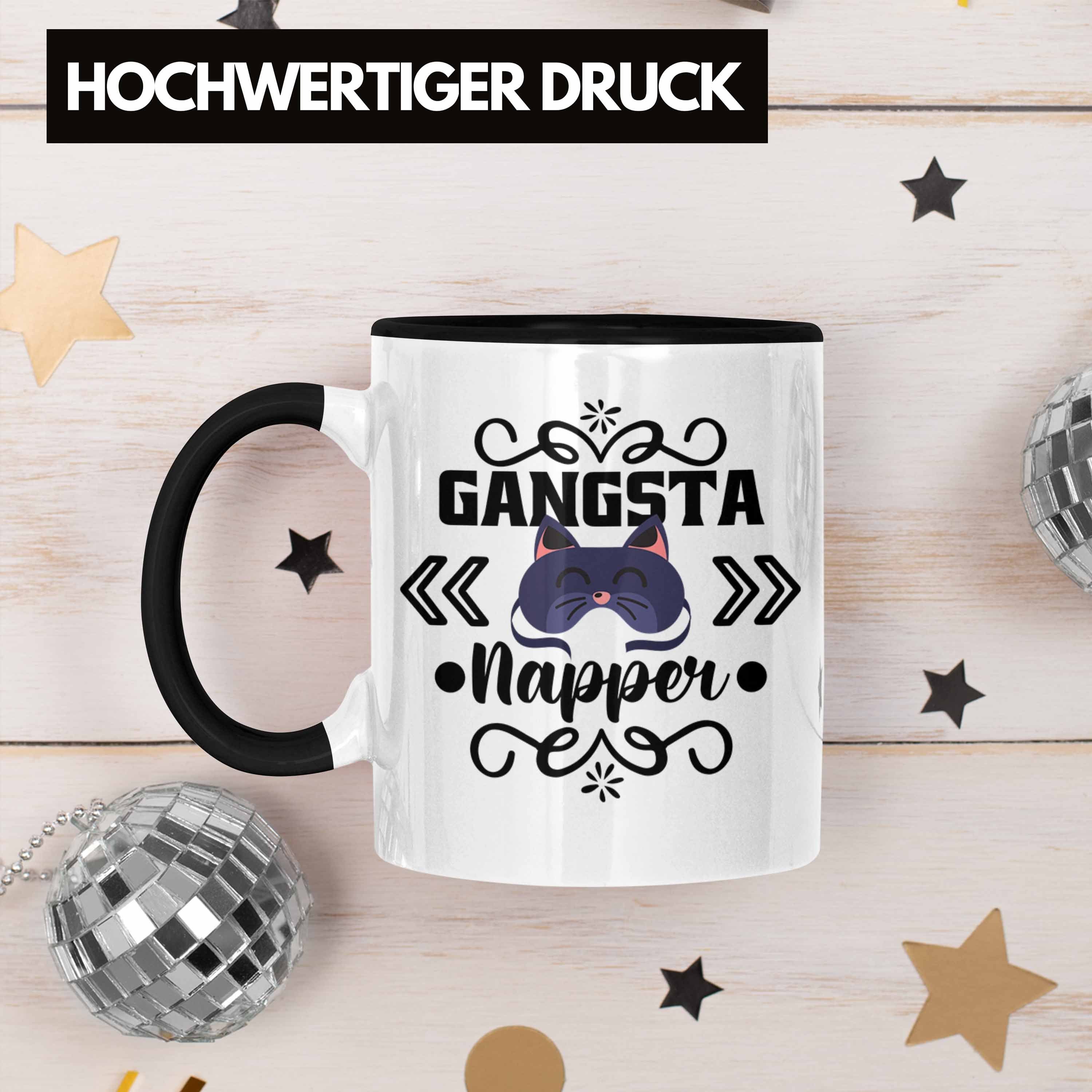 Mädchen Katze Frauen Napper - Trendation Geschenk Tasse Nap Schwarz Geschenkidee Lustige Gangsta Tasse Trendation