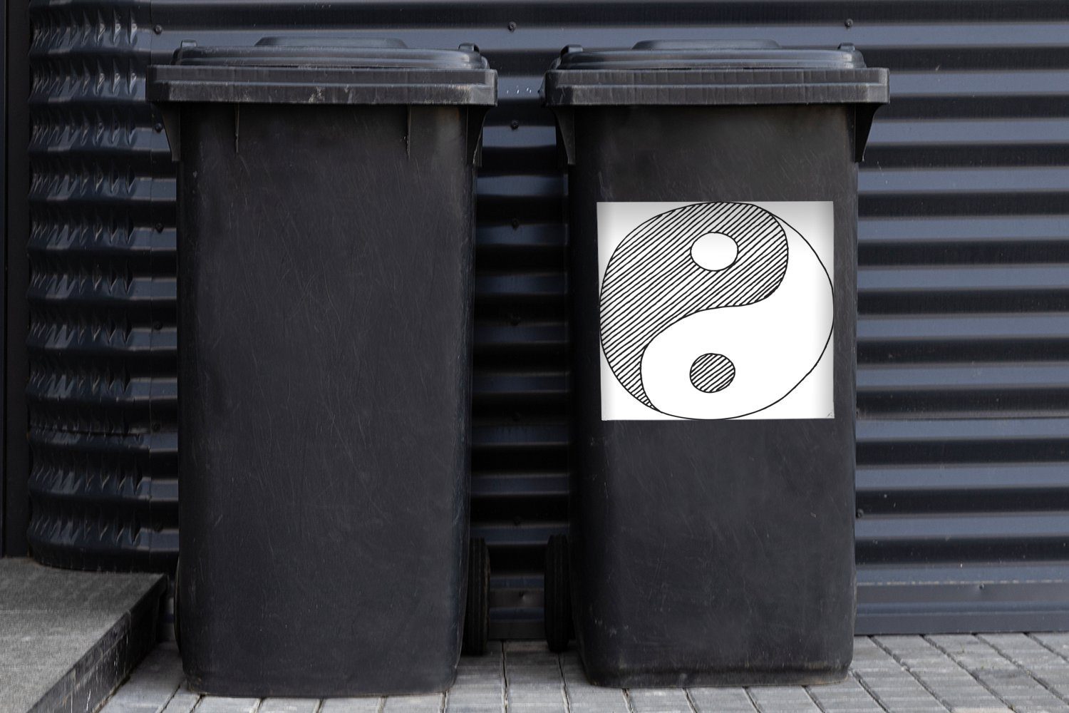 Illustration Mülltonne, und skizzierten MuchoWow Abfalbehälter St), Yang Sticker, Eine Logos (1 Mülleimer-aufkleber, Yin Container, eines Wandsticker